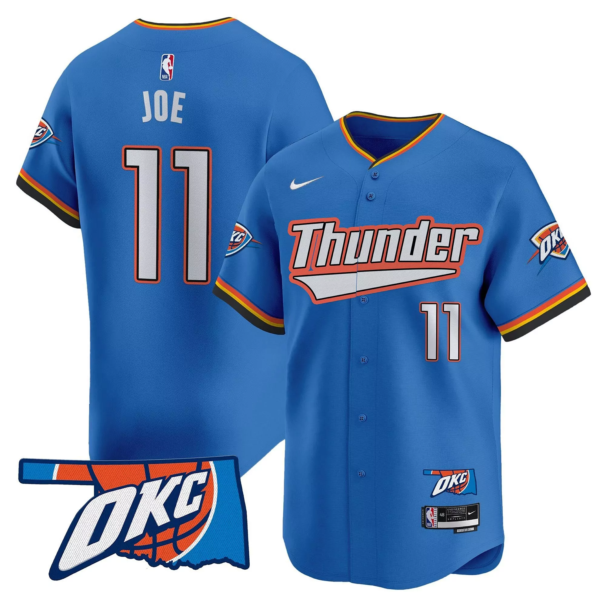 joe 11 men s oklahoma city thunder vapor stitched jersey white 2023 embroidered okc patch