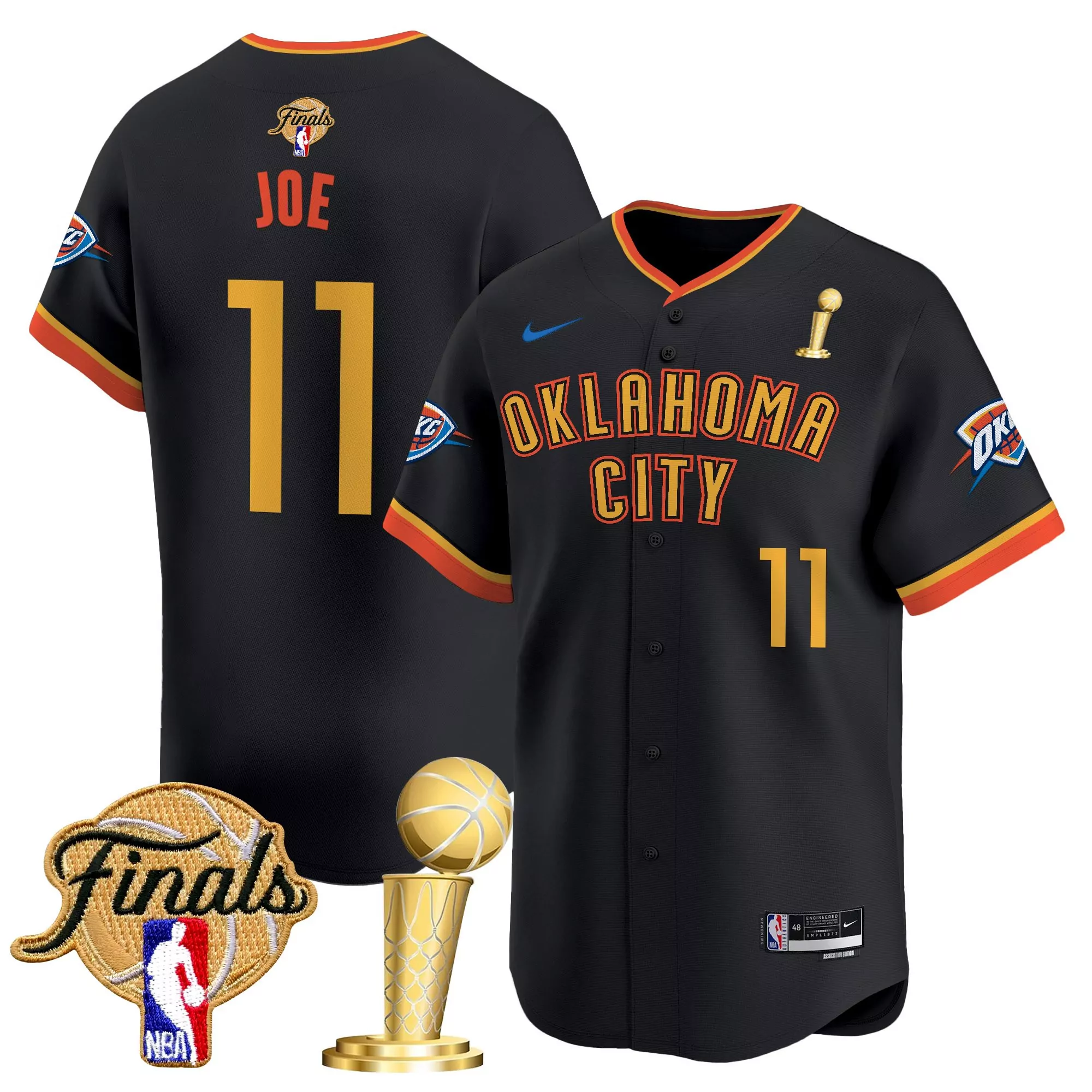 joe 11 men s stitched vapor jersey oklahoma city thunder black finals 2025