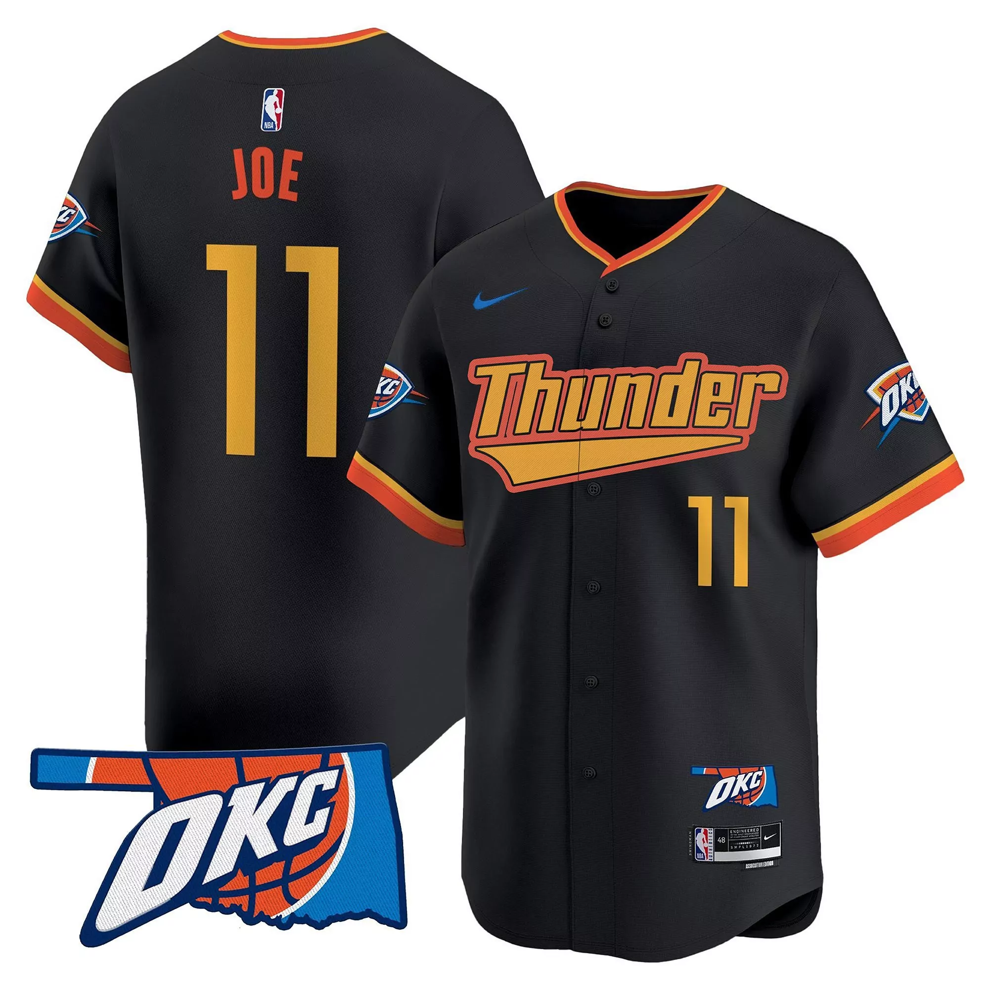joe 11 men s vapor jersey oklahoma city thunder black finals edition 2025