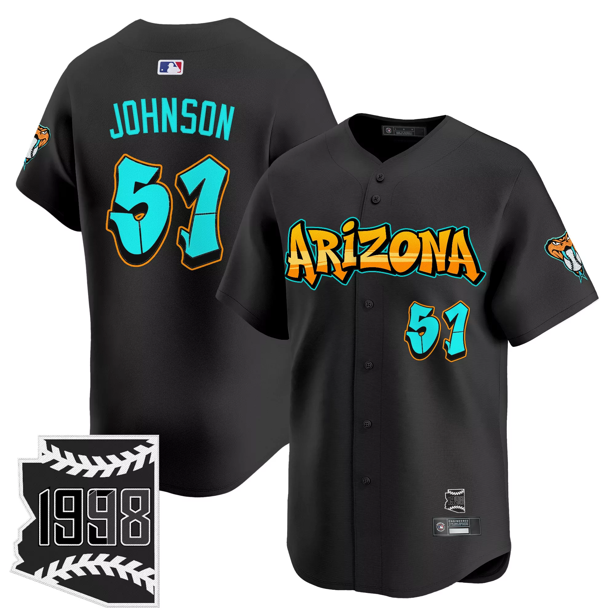 johnson 51 men s vapor jersey arizona diamondbacks black 1998 patch edition