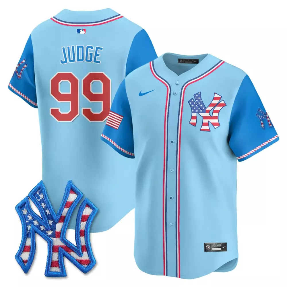 Judge 99 New York Yankees Vapor Jersey | 2025 Fourth of July Stitched Jersey Light Blue | Game Day Outfit for Men, Women & Youth