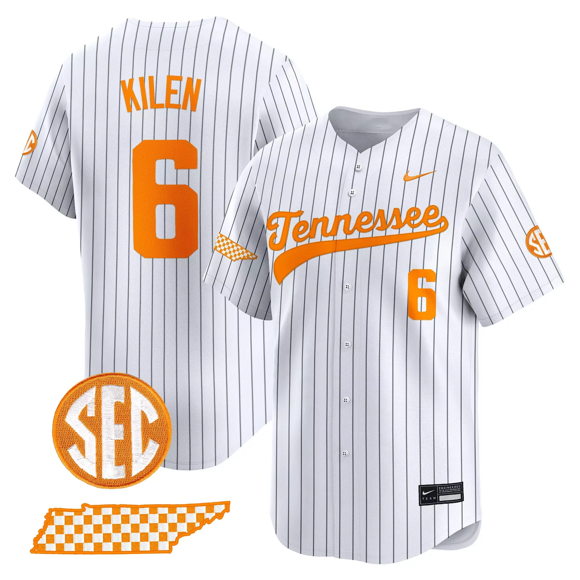 kilen 6 men s stitched vapor jersey tennessee volunteers orange 2025 sec patch
