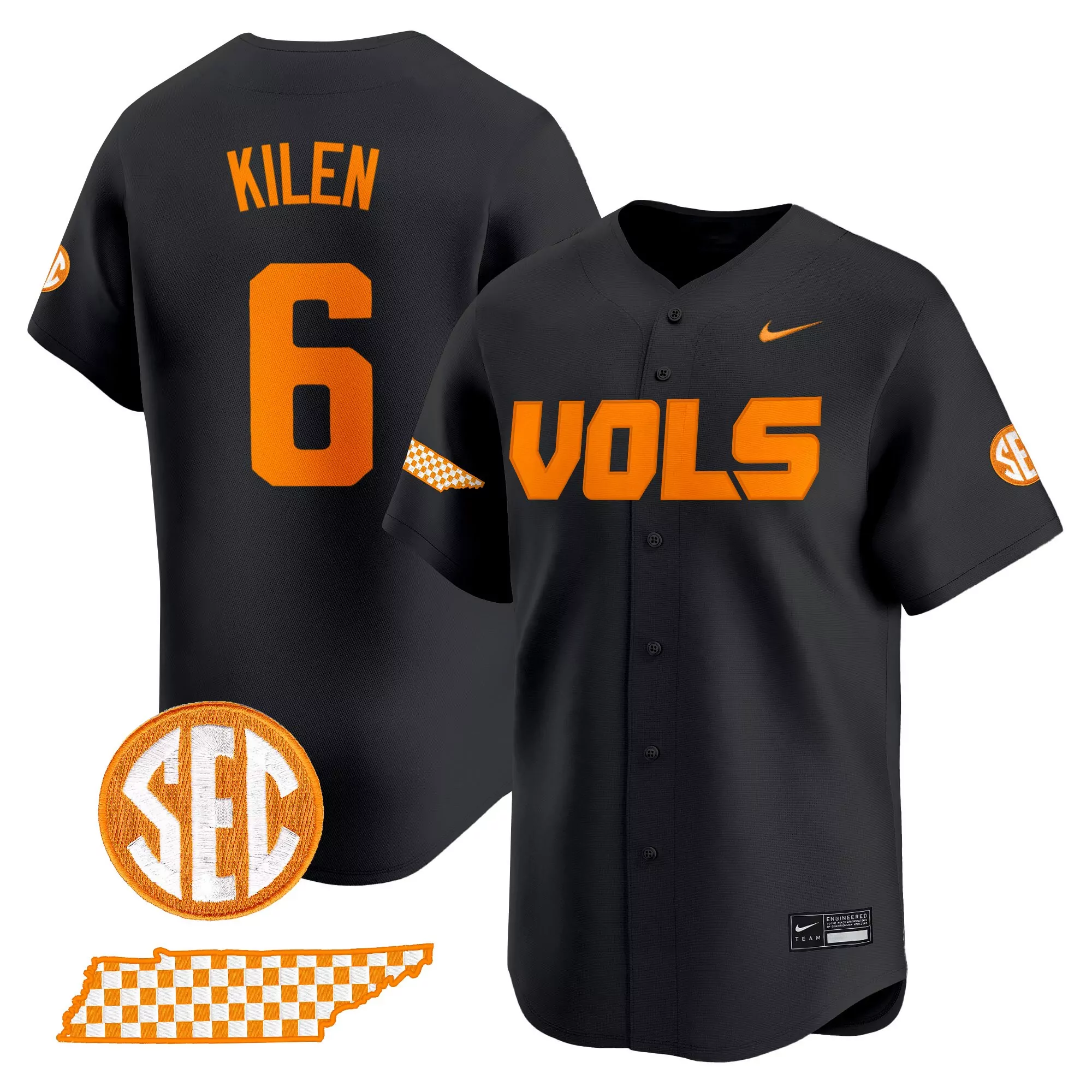 kilen 6 men s stitched vapor jersey tennessee volunteers orange 2025 sec patch
