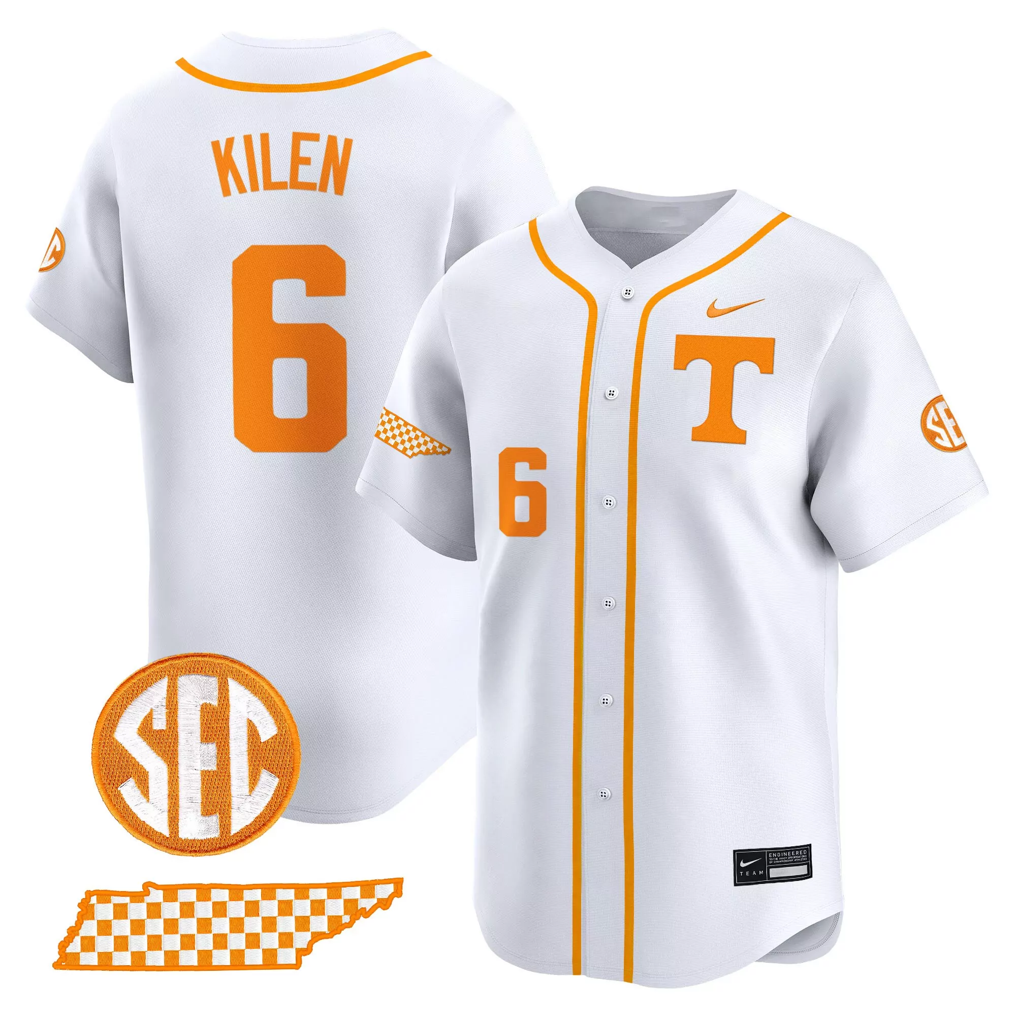 kilen 6 men s stitched vapor jersey tennessee volunteers orange 2025 sec patch