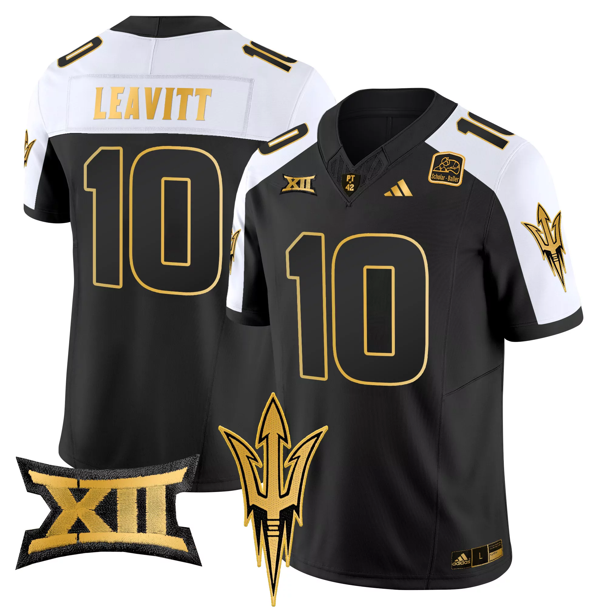 leavitt 10 men s vapor limited jersey black arizona state sun devils 2024 with xii patch