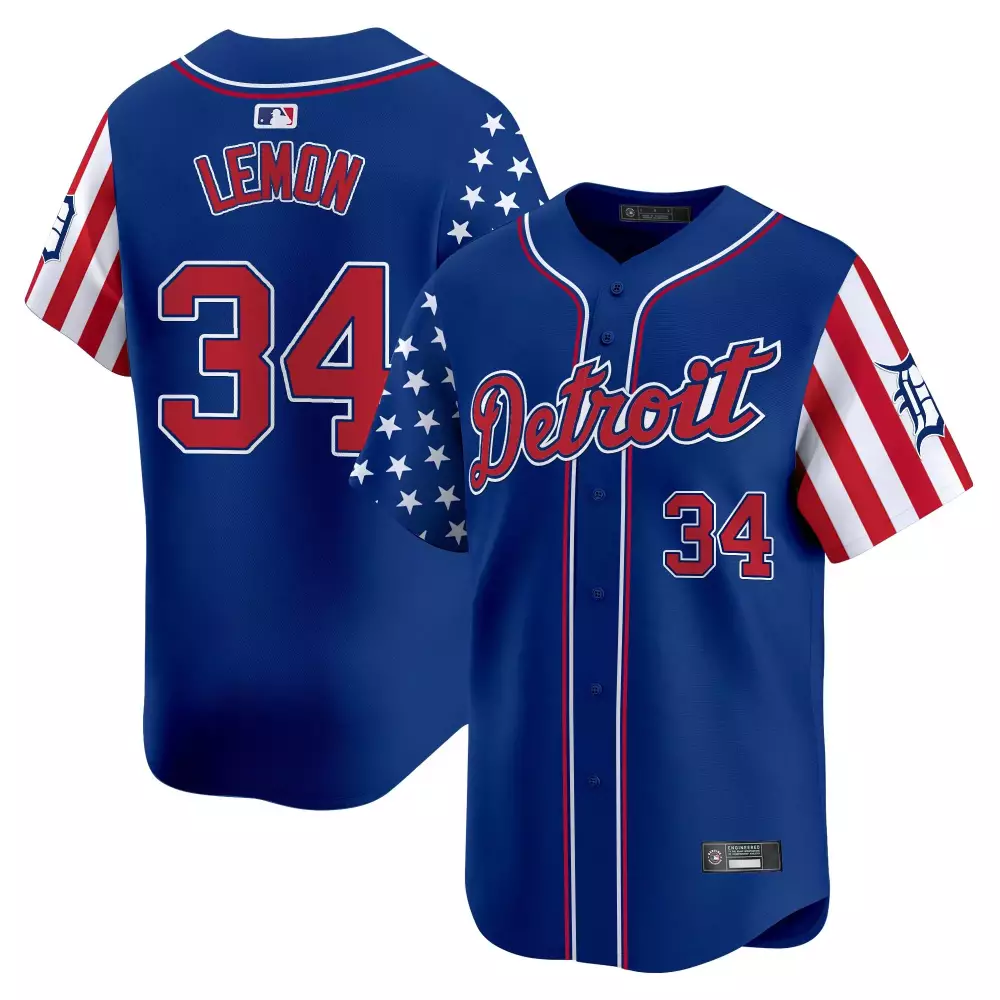 Lemon 34 Detroit Tigers 2023 Navy Vapor Jersey with Embroidered Motor City Patch | Stylish Fan Gear | For Men, Women & Youth