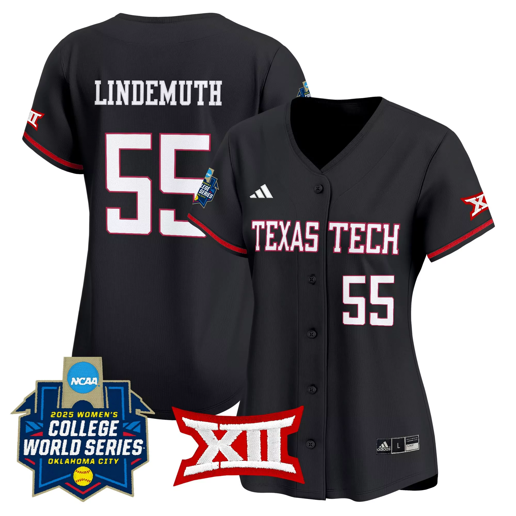 lindenmuth 55 women s texas tech red raiders black vapor jersey 2025 college world series
