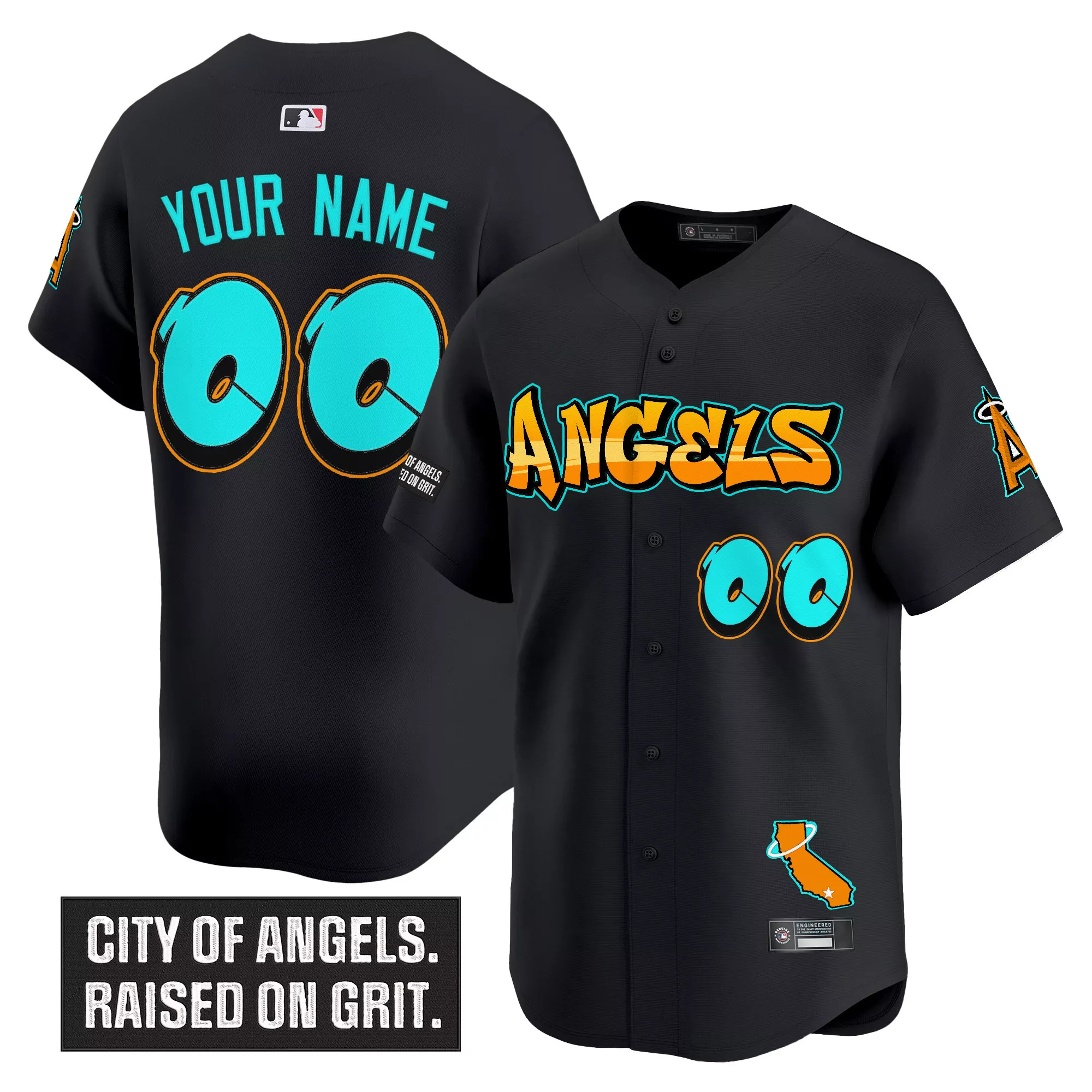 los angeles angels black vapor jersey your name 00 men s stitched embroidered patch 2023