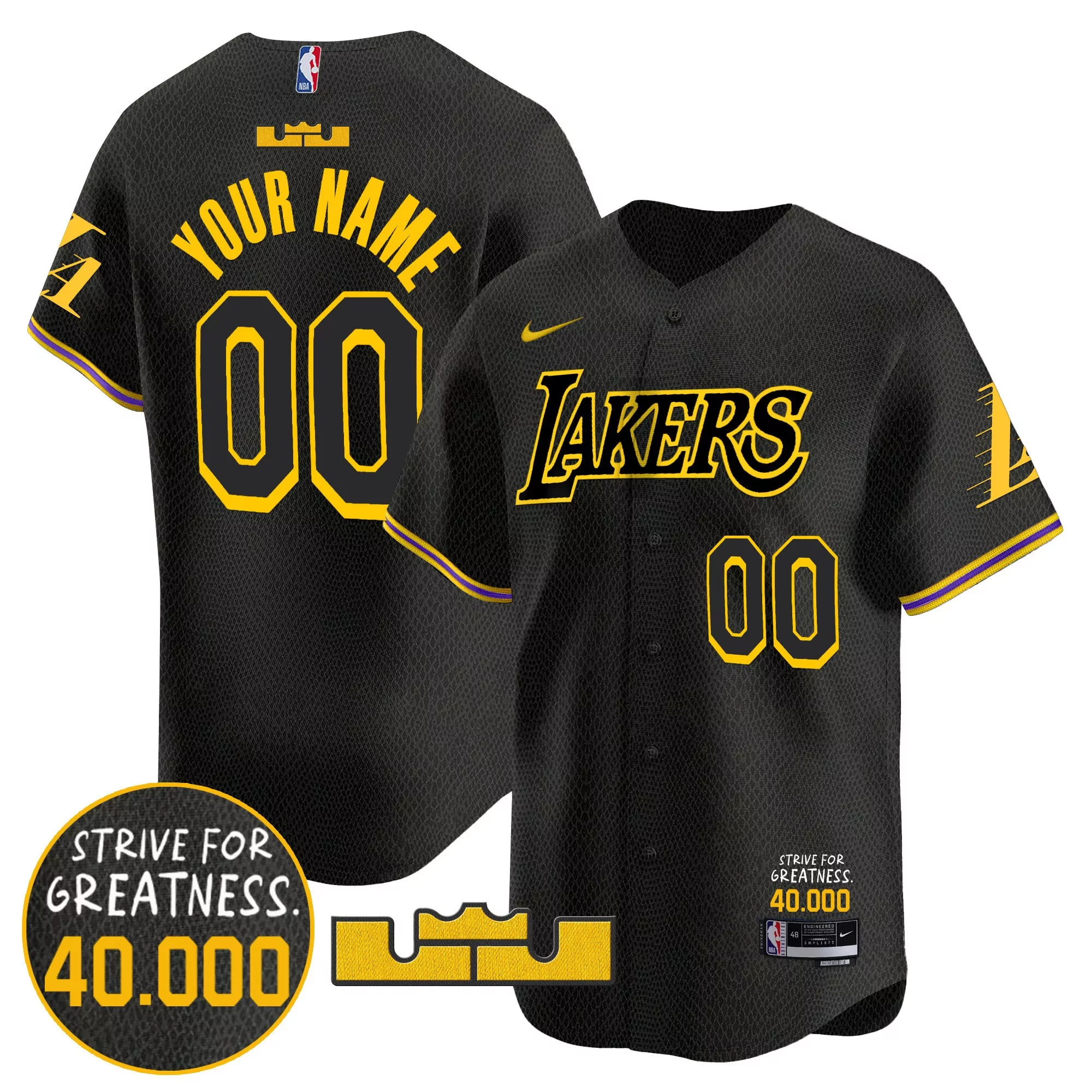 los angeles lakers black stitched jersey custom name patch men s 2023