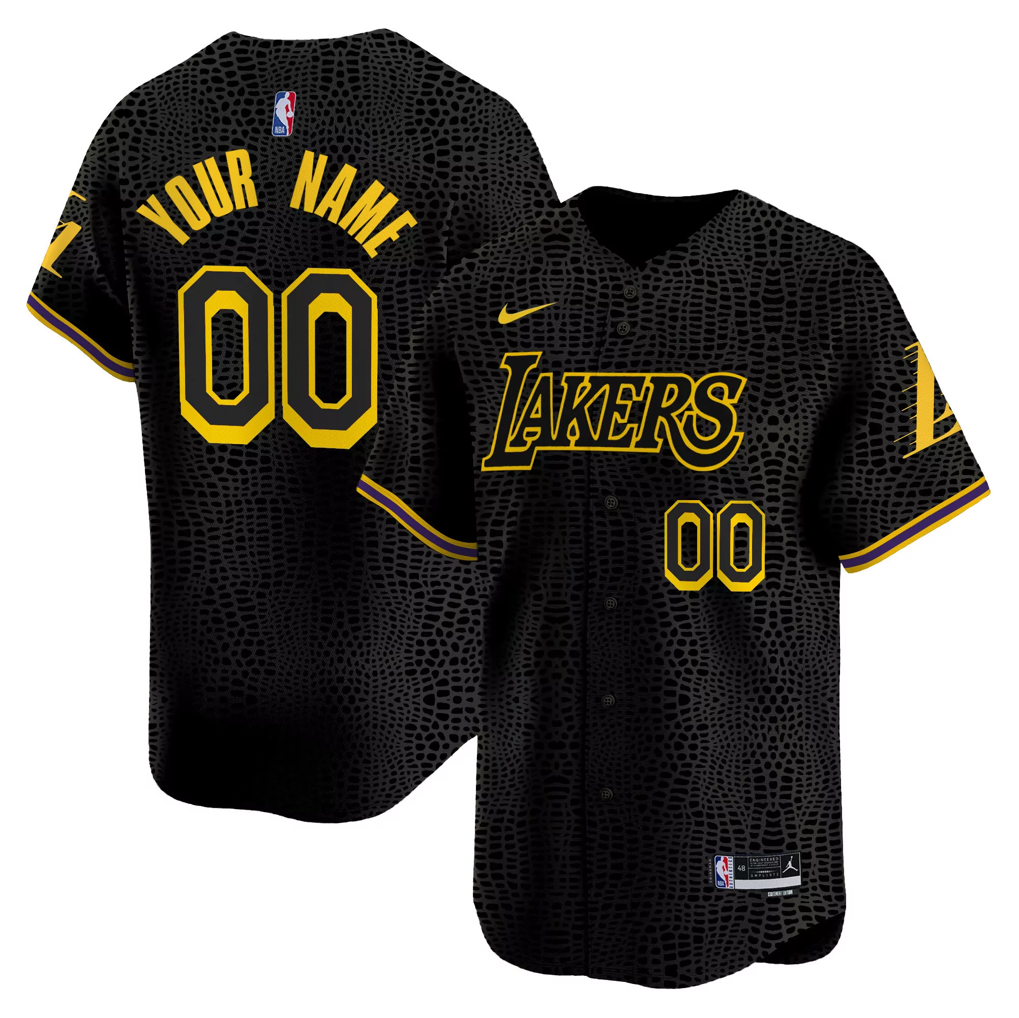 los angeles lakers black vapor jersey with embroidered patch custom name 00 men s style 2023