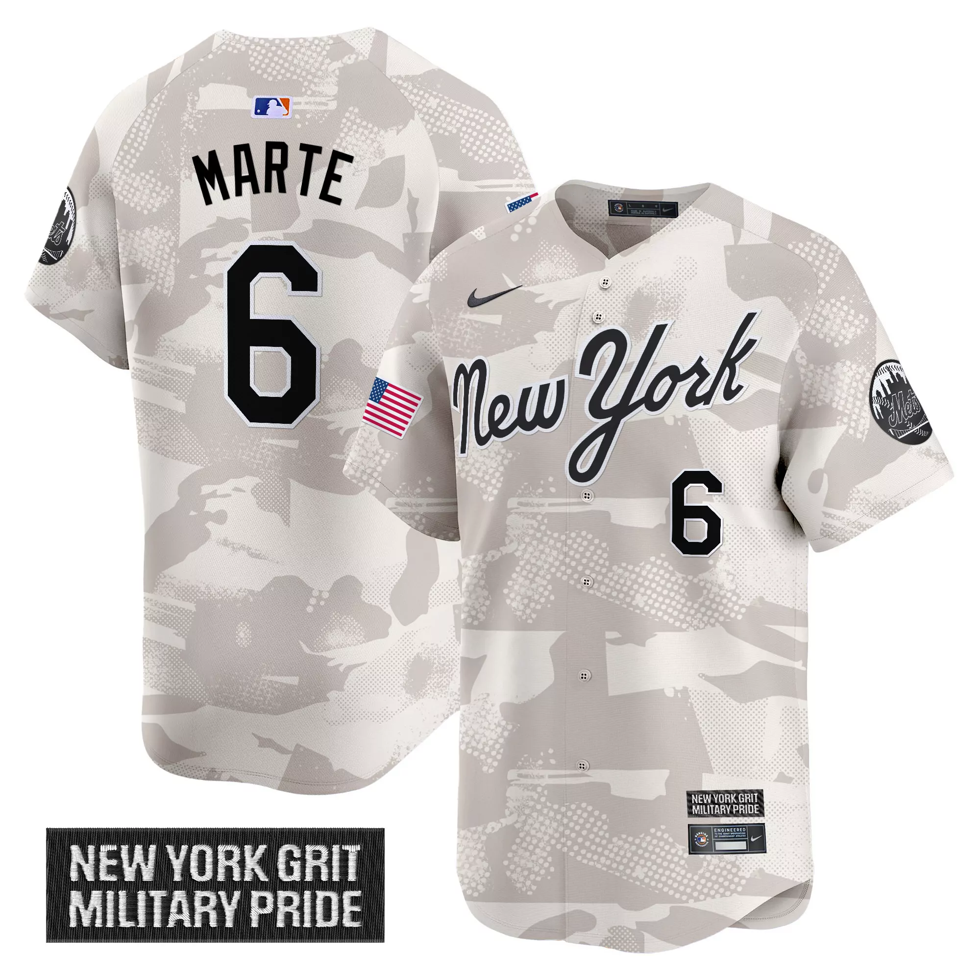 marte 6 men s vapor jersey new york mets 2025 armed forces day camo stitched embroidered patch