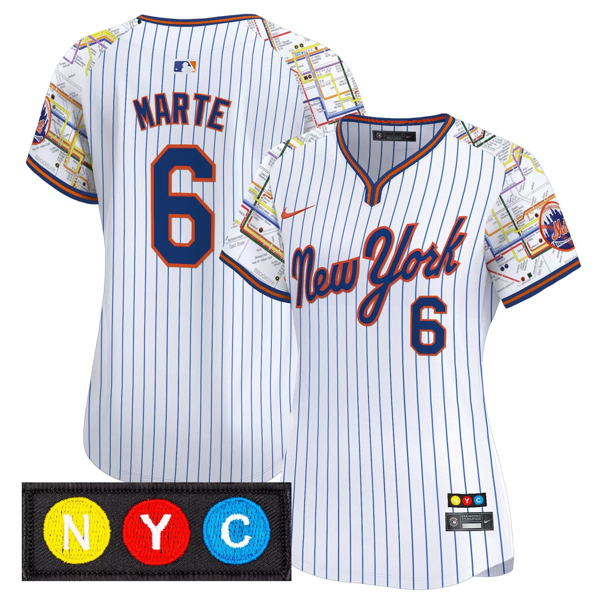 marte 6 women s new york mets vapor jersey white nyc patch 2023