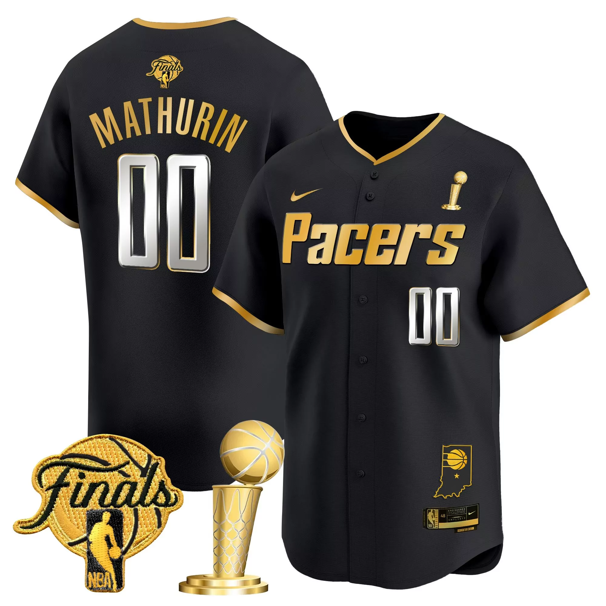 mathurin 00 men s black indiana pacers vapor baseball jersey all stitched embroidered patch 2023