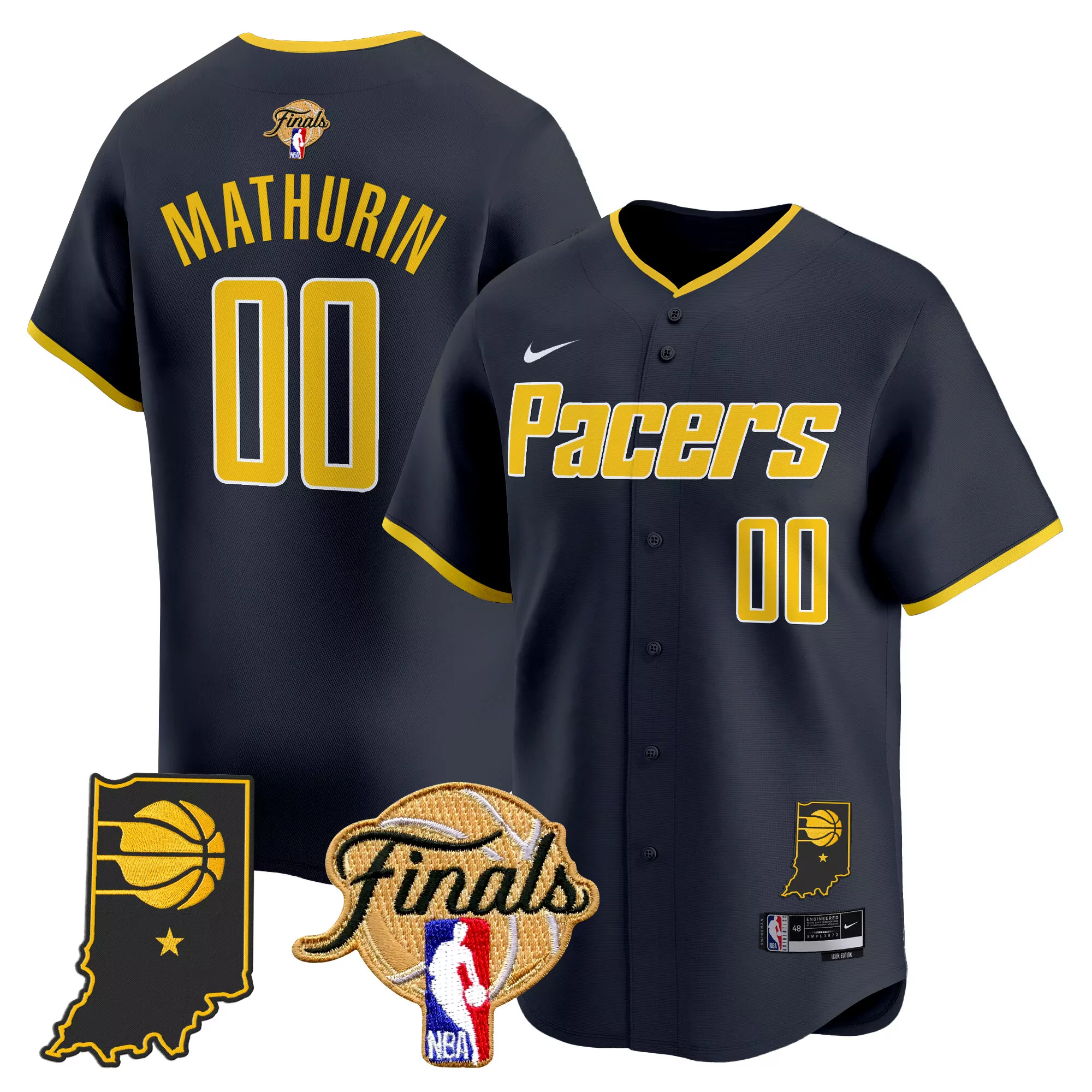 mathurin 00 men s indiana pacers yellow vapor jersey all stitched embroidered patch 2023