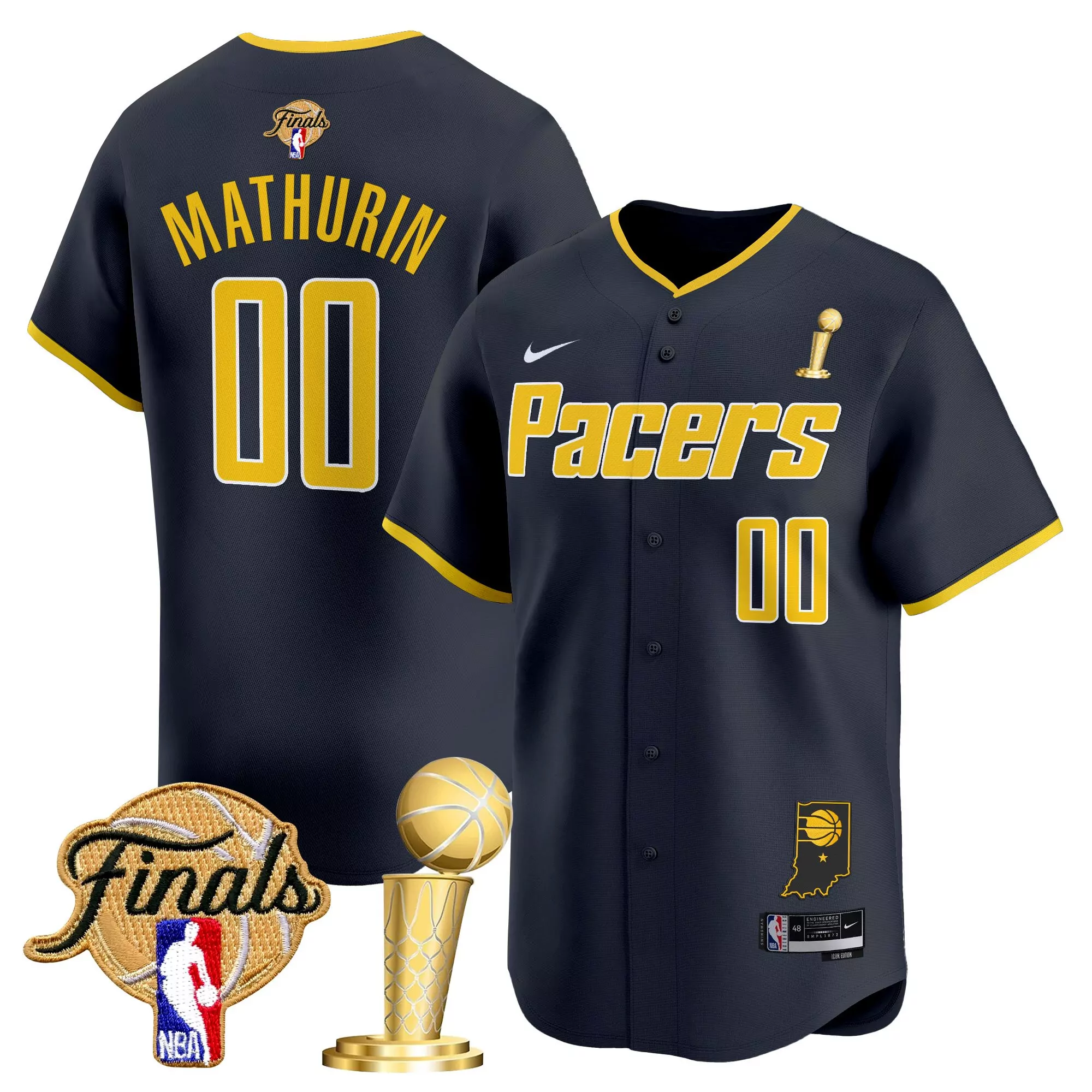 mathurin 00 men s indiana pacers yellow vapor jersey all stitched embroidered patch 2023