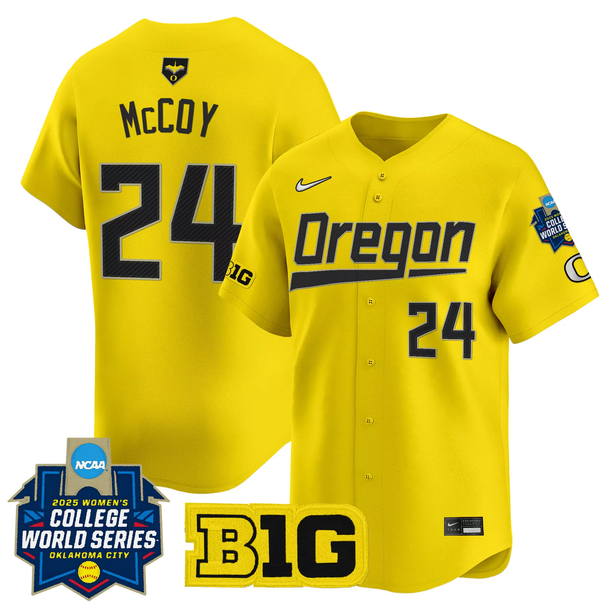 mccoy 24 women s stitched vapor jersey oregon ducks yellow 2025 wcws edition