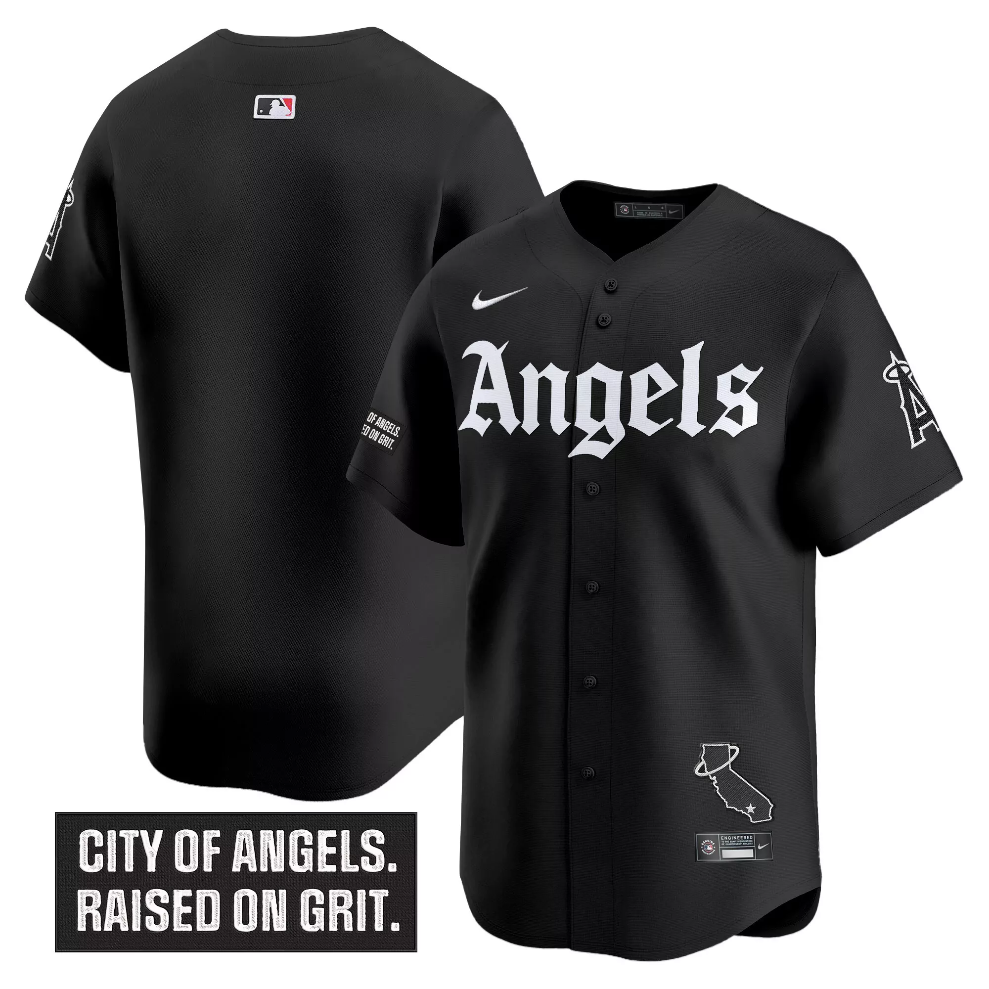 men s los angeles angels black vapor jersey city of angels patch 2023