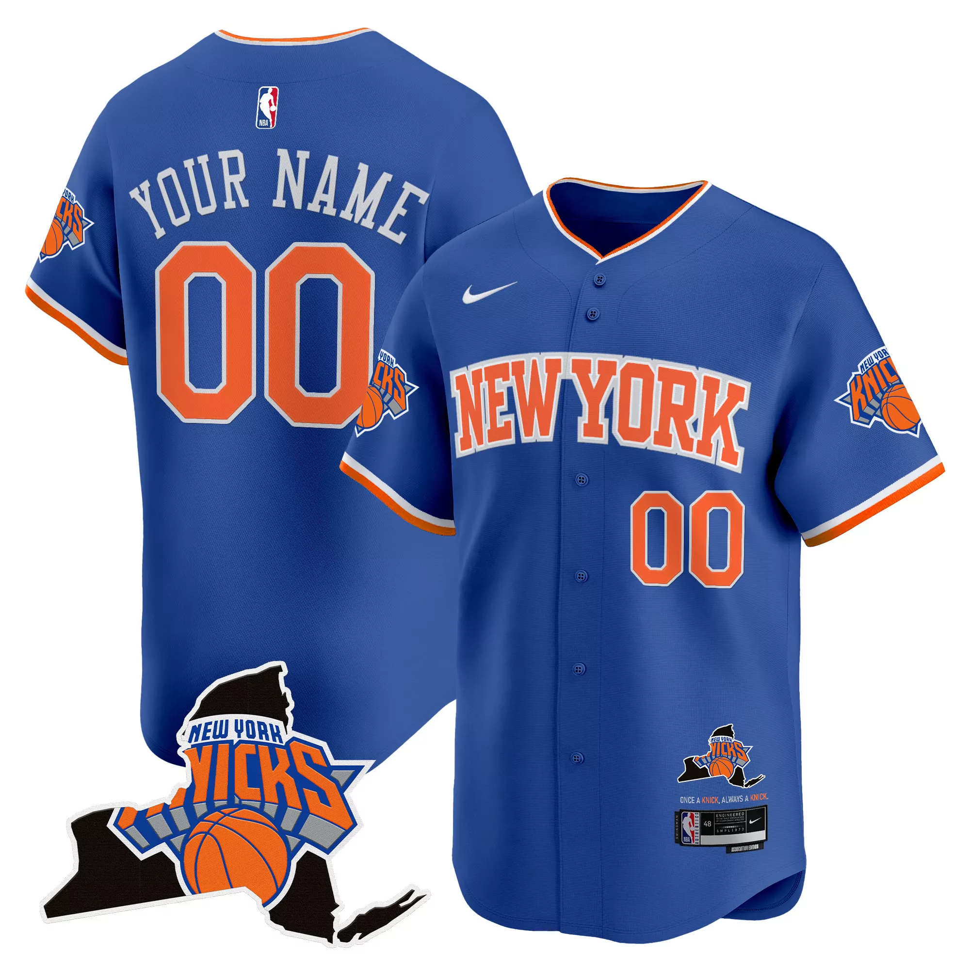 men s new york knicks vapor baseball jersey all stitched blue 2023 embroidered patch