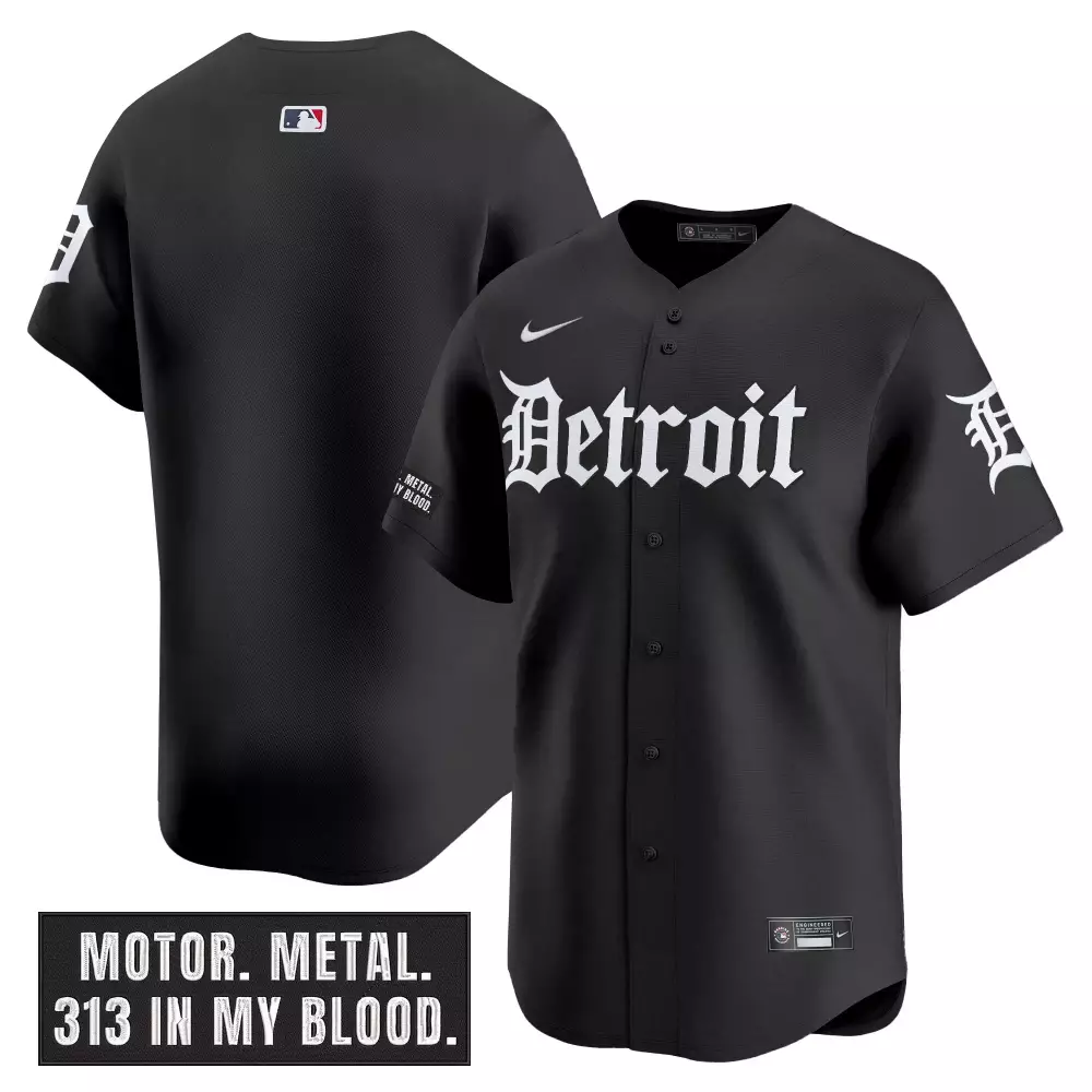 Men’s Nike Vapor Jersey | Detroit Tigers Black Edition 2023 with Motor Metal Patch | For Men, Women & You
