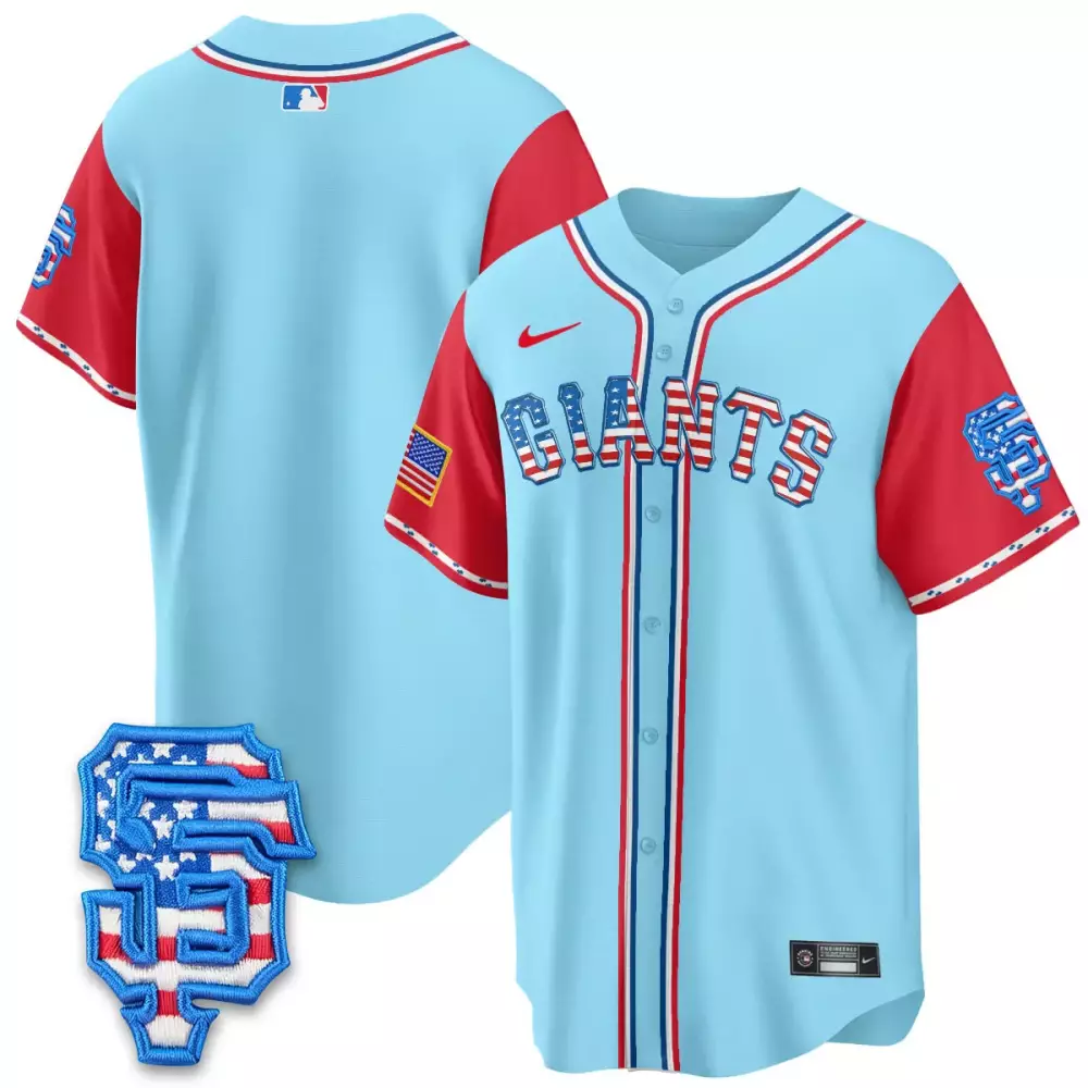 Men's San Francisco Giants 2025 Fourth of July Vapor Jersey | Light Blue Stitched Embroidered Patch | For Men, Women & Youth
