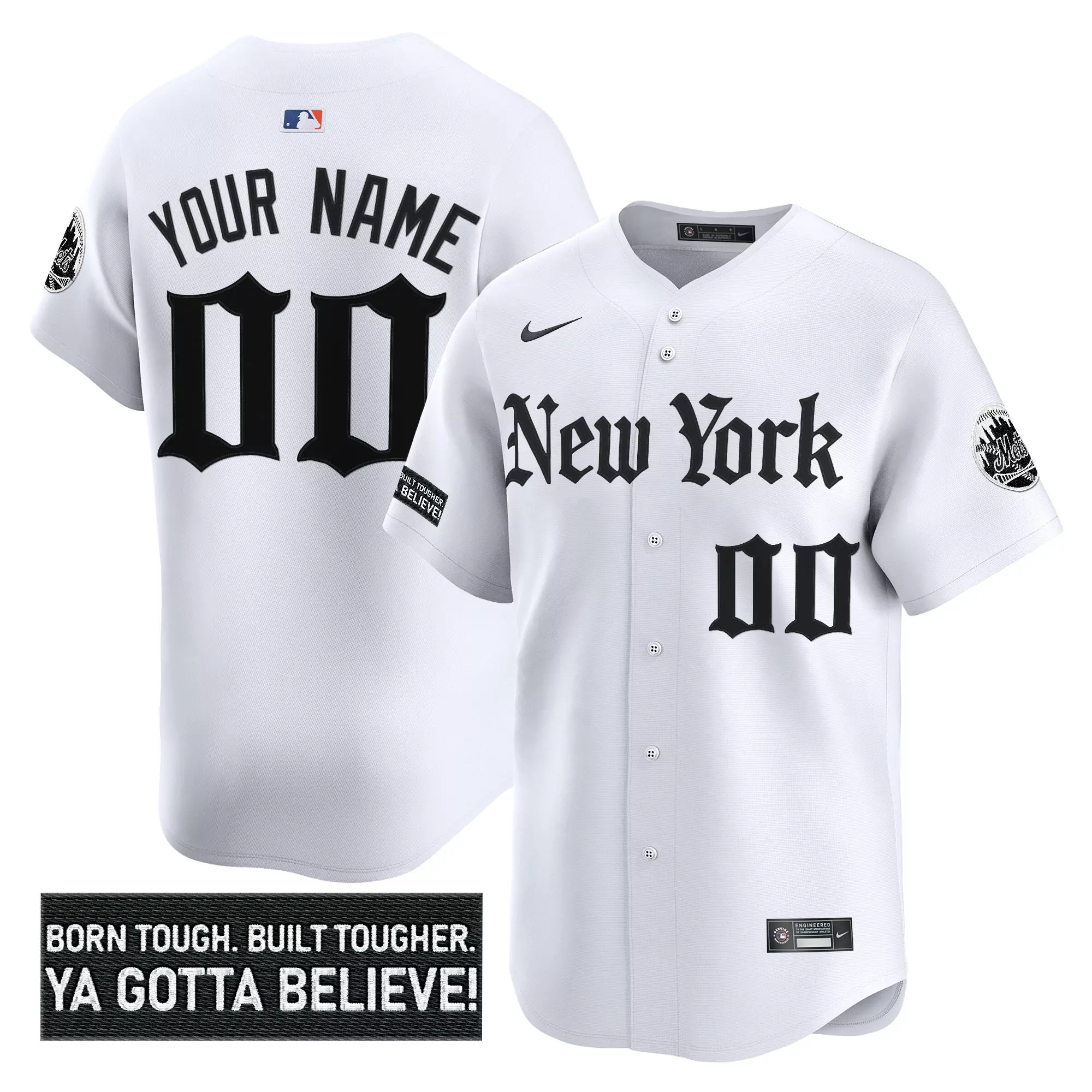 men s stitched new york mets 2023 vapor jersey white ya gotta believe patch