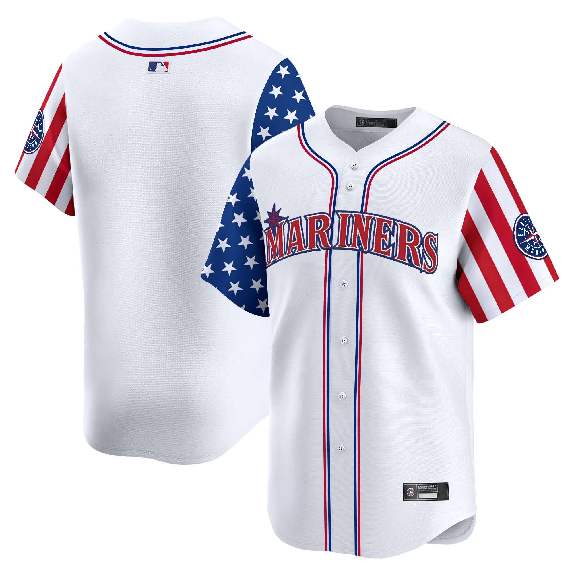 men s stitched vapor jersey seattle mariners 2025 independence day white
