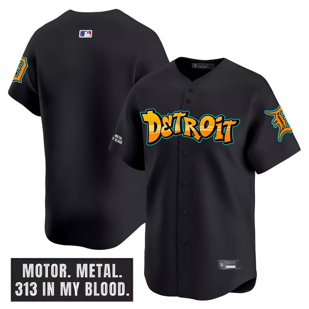 Men’s Vapor Jersey | Detroit Tigers Graffiti Edition Black 2023 with Embroidered Patch | For Men, Women & You
