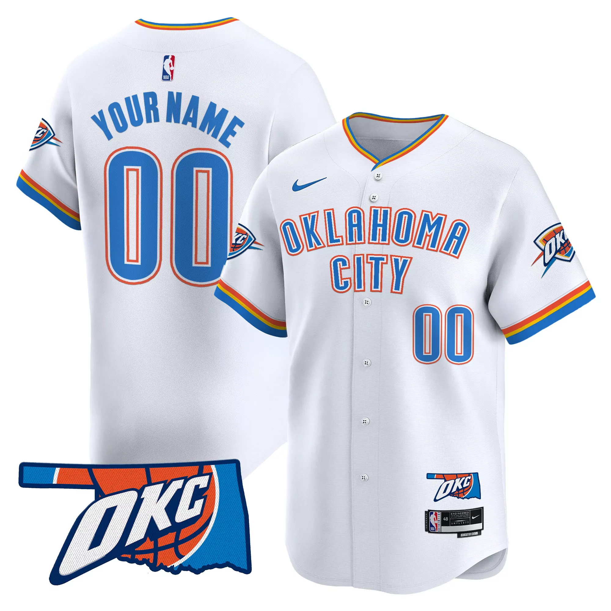men s oklahoma city thunder vapor jersey blue stitched embroidered okc patch 2020