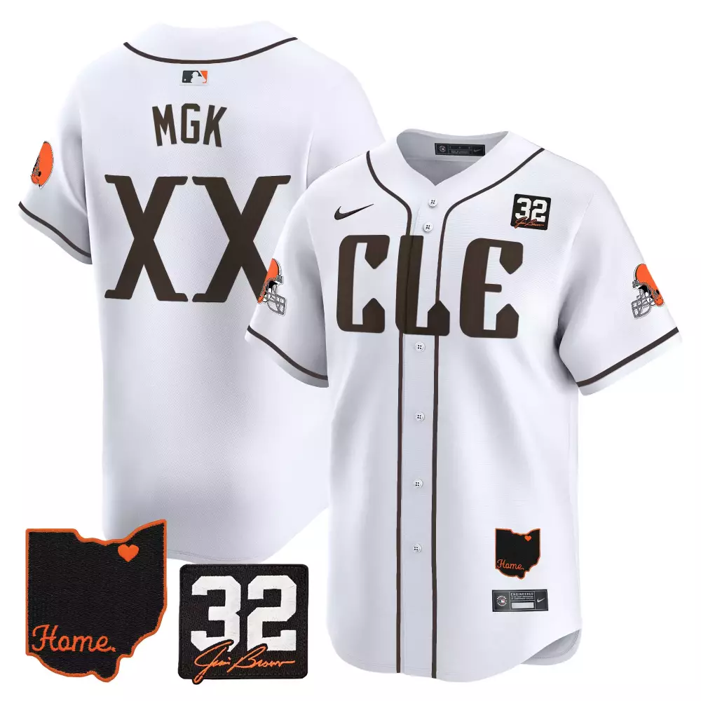 MGK XX Cleveland Browns Cream Jersey | Stitched Home Patch 2023 | For Men, Women & Youth
