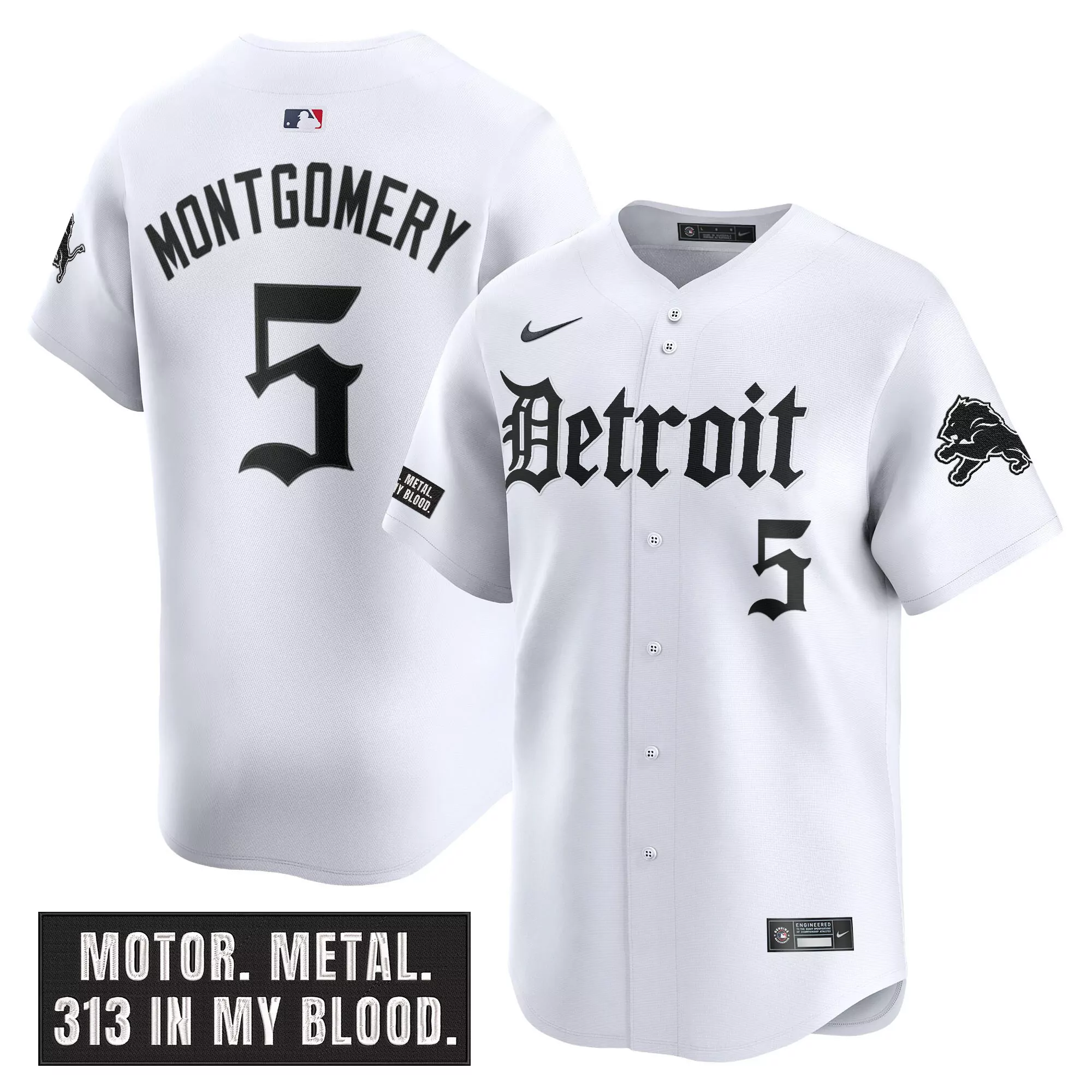 montgomery 5 men s stitched vapor jersey detroit lions white motor metal edition 2023