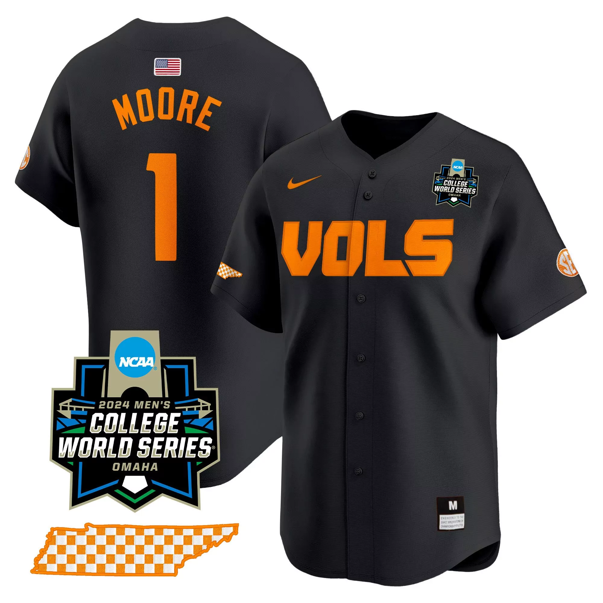 moore 1 men s stitched vapor jersey tennessee volunteers white sec champs 2024