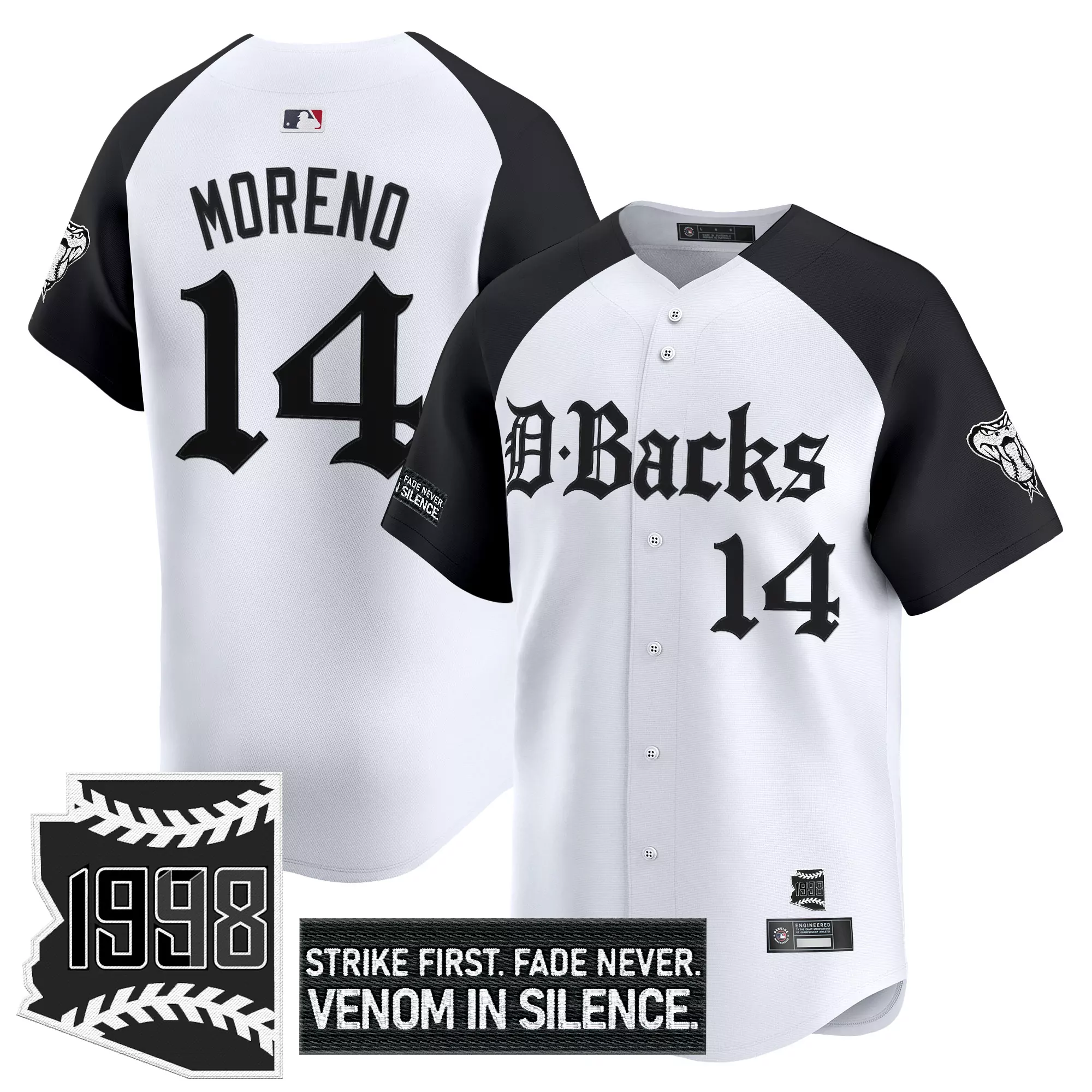 moreno 14 arizona diamondbacks white vapor jersey 1998 men s stitched with embroidered patch