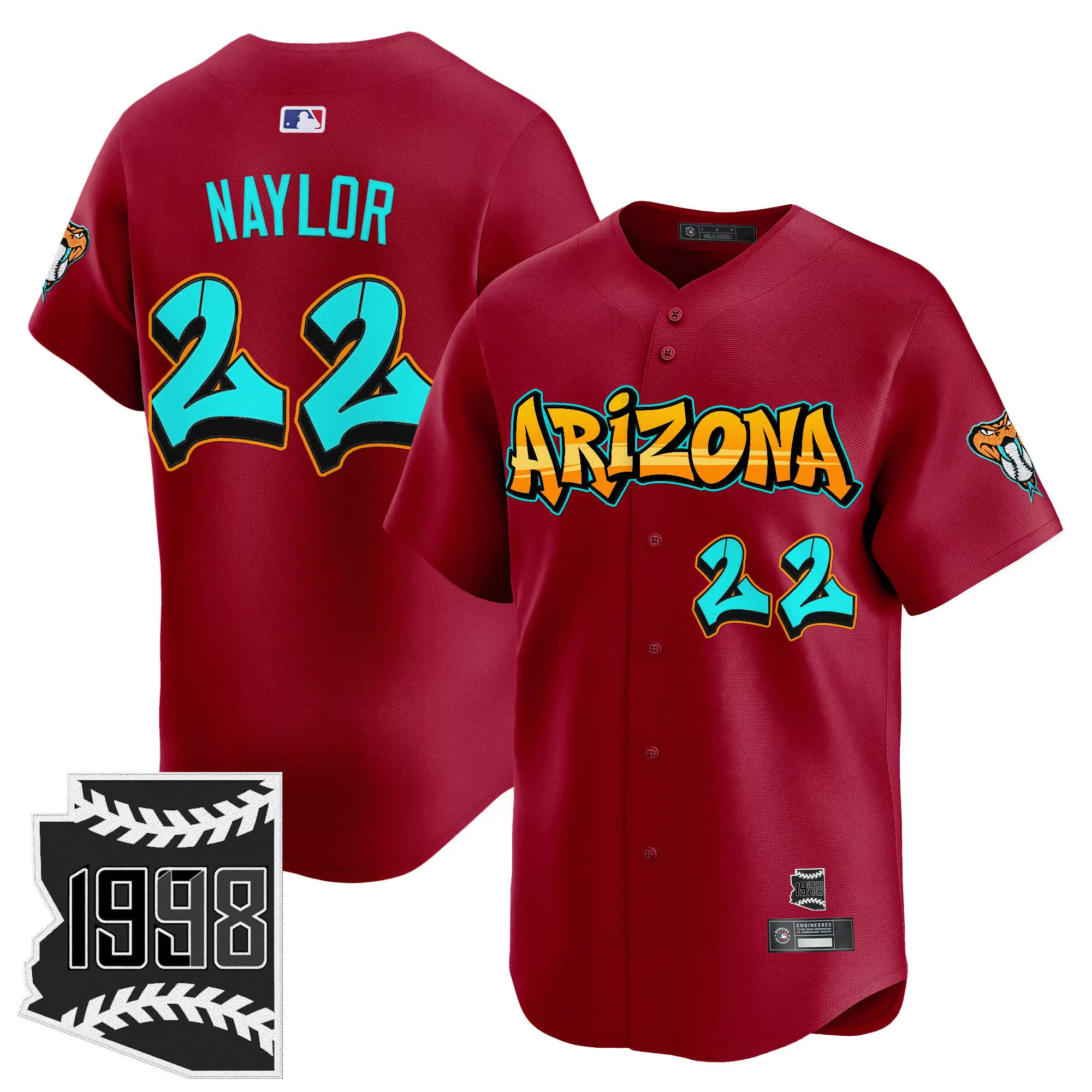 naylor 22 men s vapor jersey arizona diamondbacks 1998 graffiti desert ink edition red
