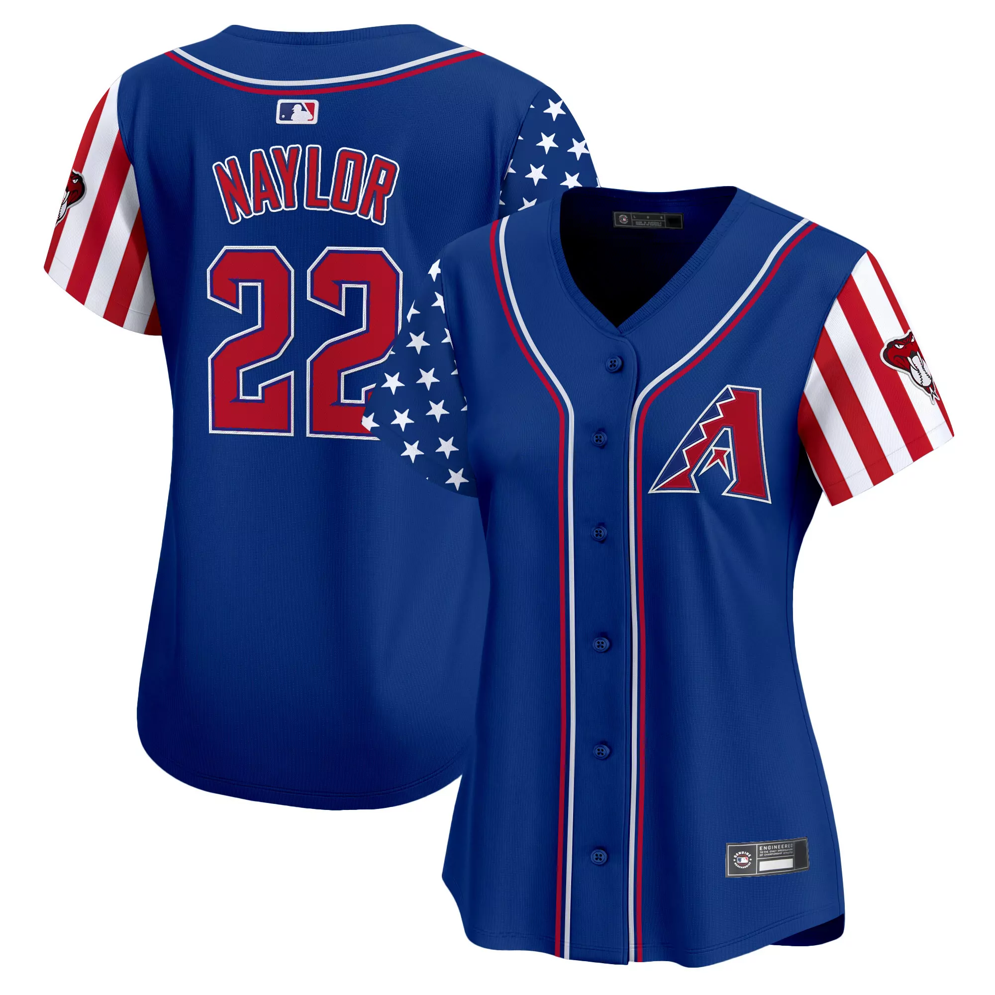 naylor 22 women s arizona diamondbacks 2025 independence day vapor jersey stitched embroidered patch