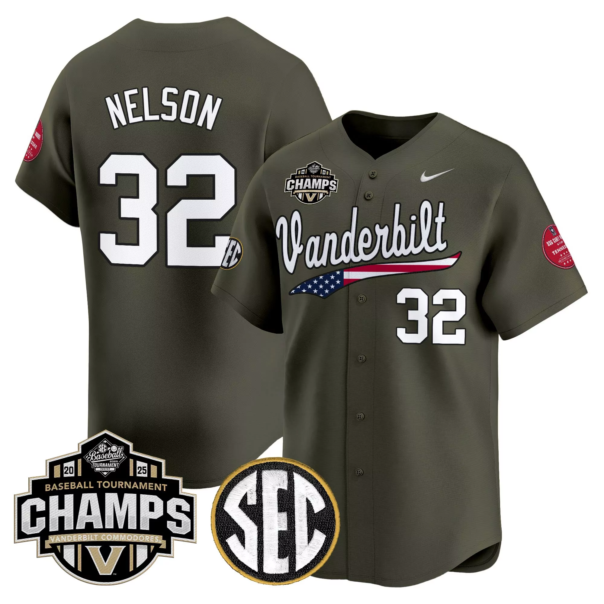 nelson 32 men s stitched vapor jersey vanderbilt commodores black sec champs 2025