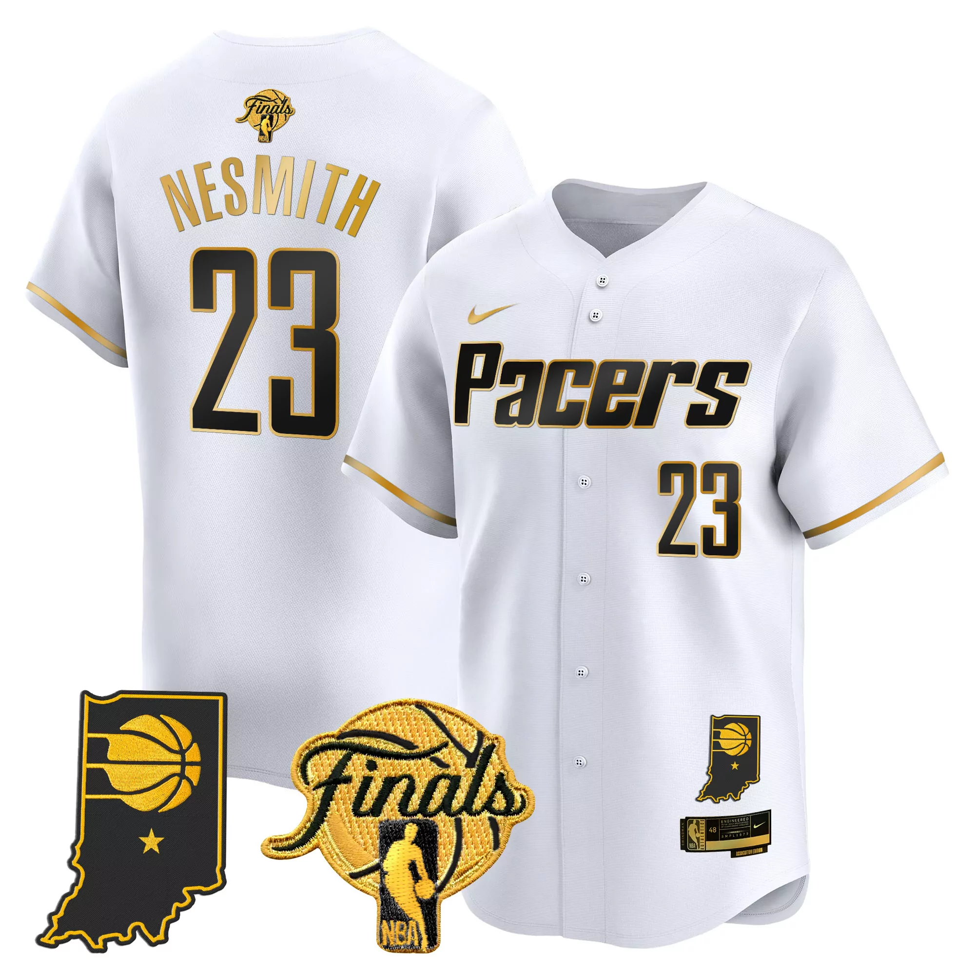 nesmith 23 men s indiana pacers yellow vapor jersey all stitched embroidered patch 2023