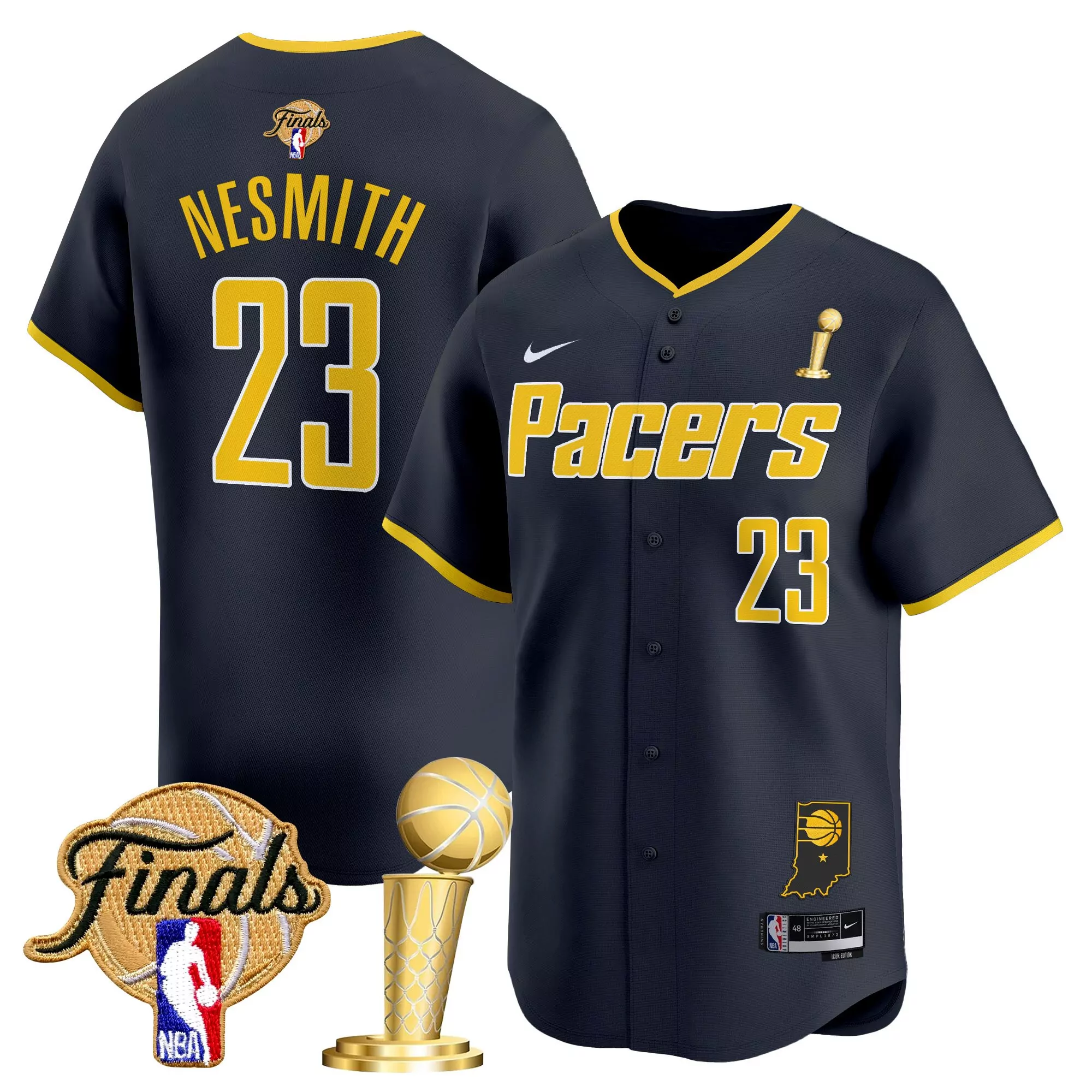 nesmith 23 men s indiana pacers yellow vapor jersey all stitched embroidered patch 2023