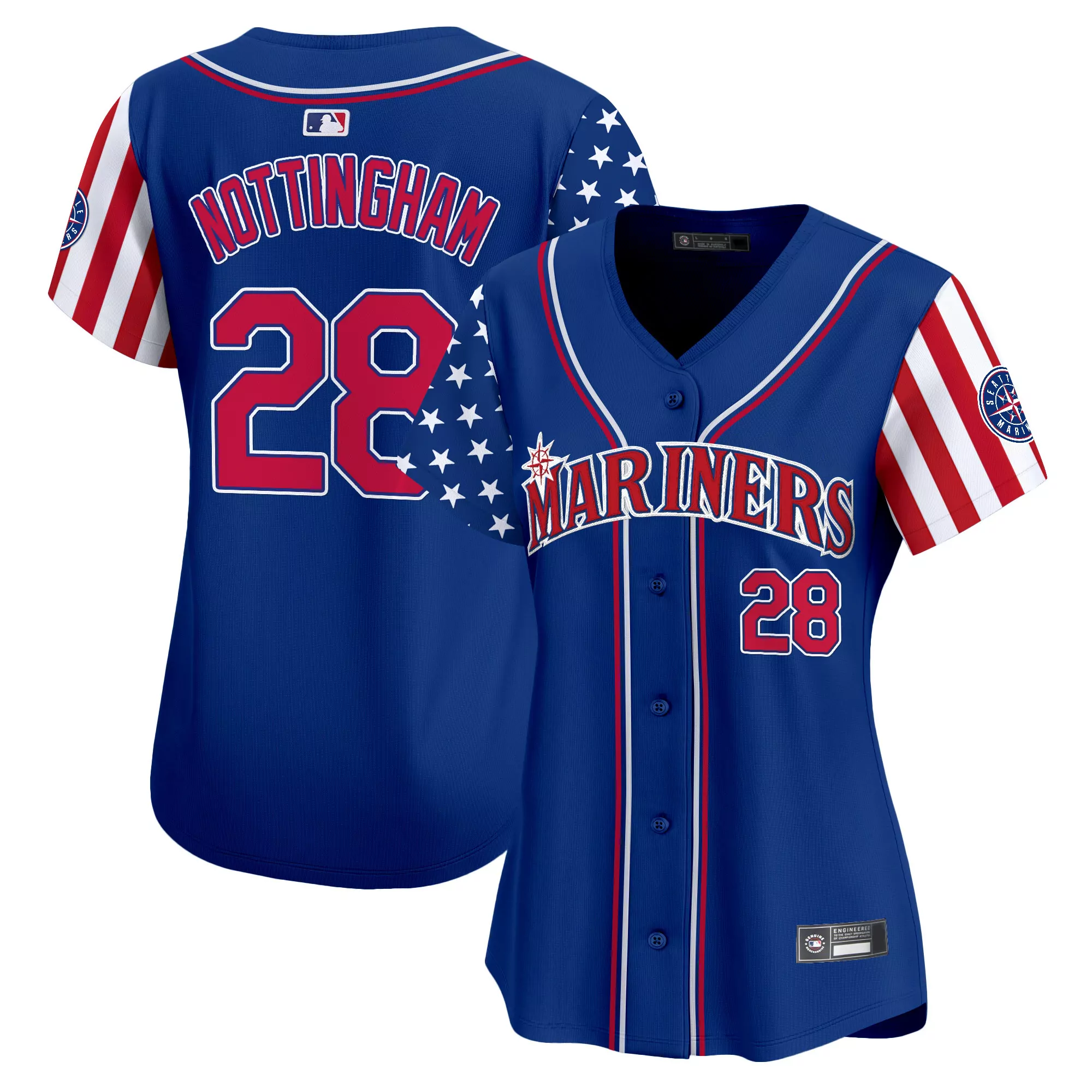 nottingham 28 women s stitched vapor jersey seattle mariners independence day 2025 blue