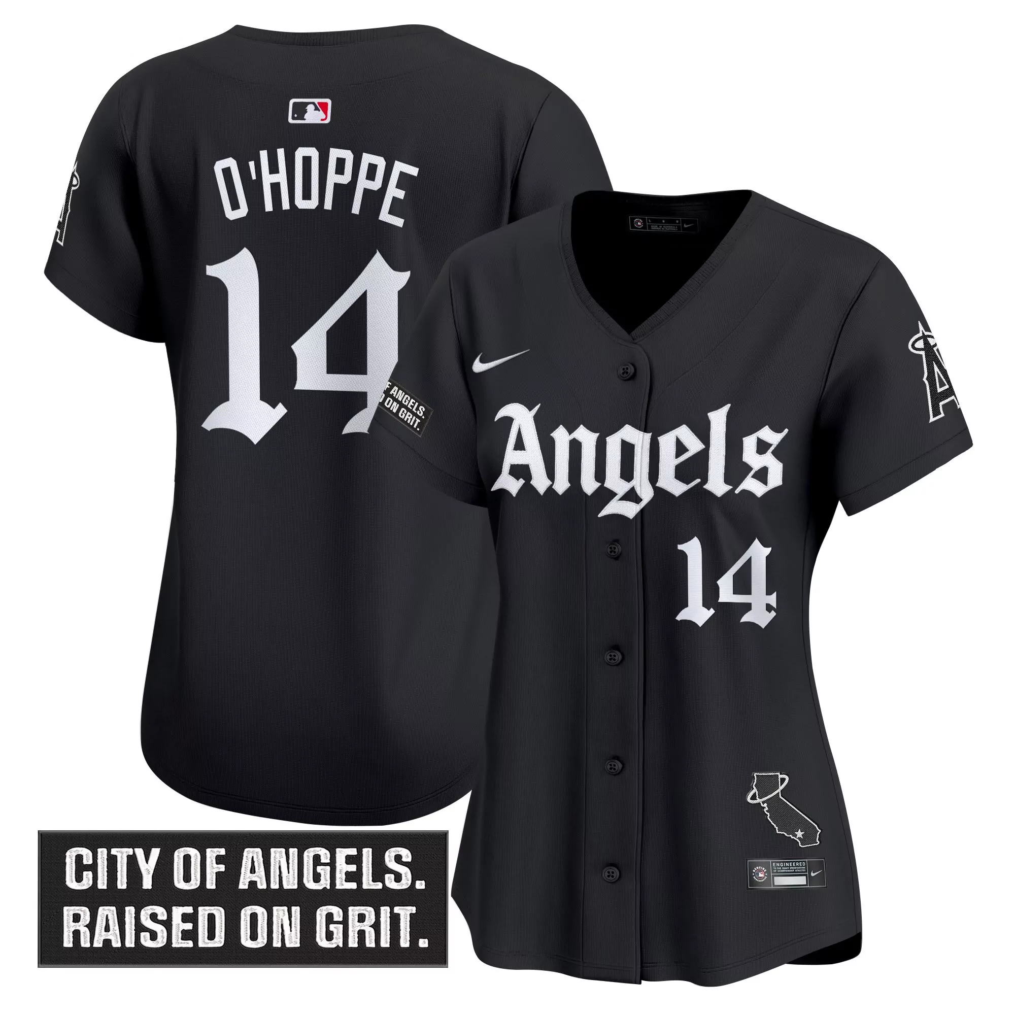 o hoppe 14 women s stitched vapor jersey los angeles angels black 2023 city of angels edition