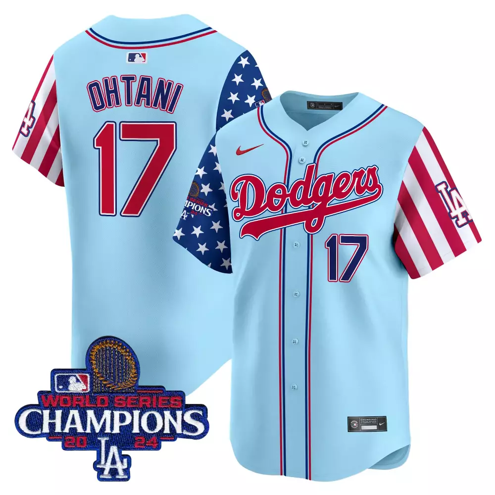 ohtani 17 men s vapor jersey dodgers 2024 independence day stitched light blue