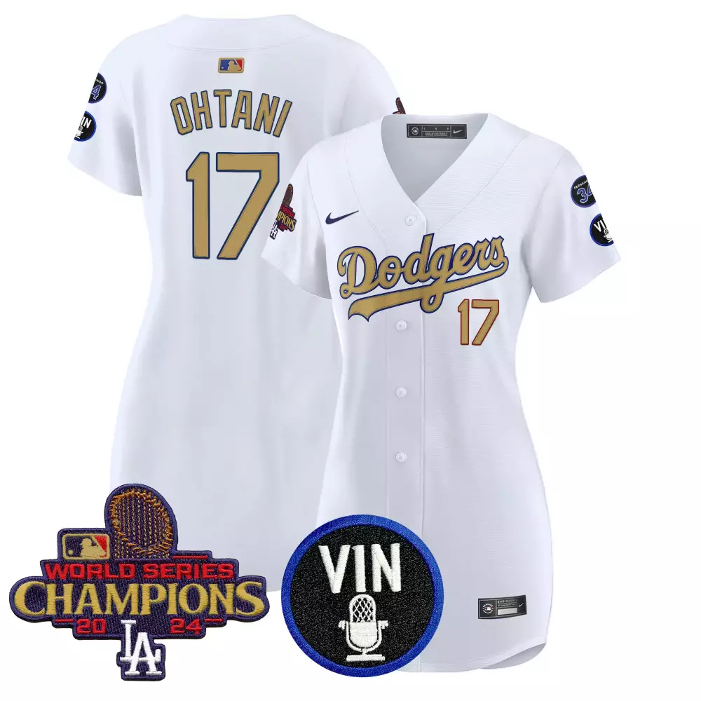 ohtani 17 women s stitched vapor jersey dodgers 2024 white world series champions patch