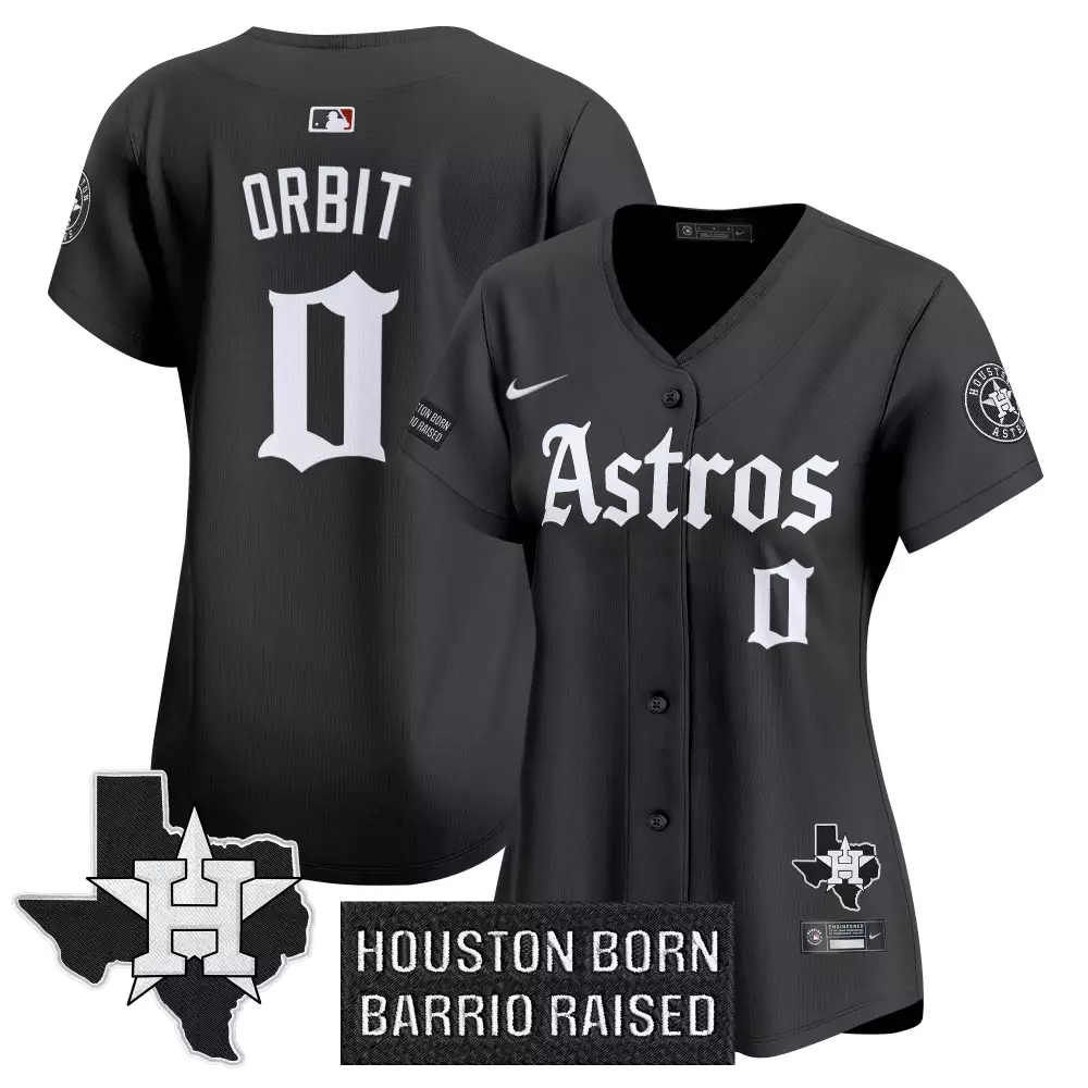 Houston Astros Orbit 0 Women's Black Vapor Jersey | 2023 Houston Born Barrio Raised | Fan Gear for Women & Youth