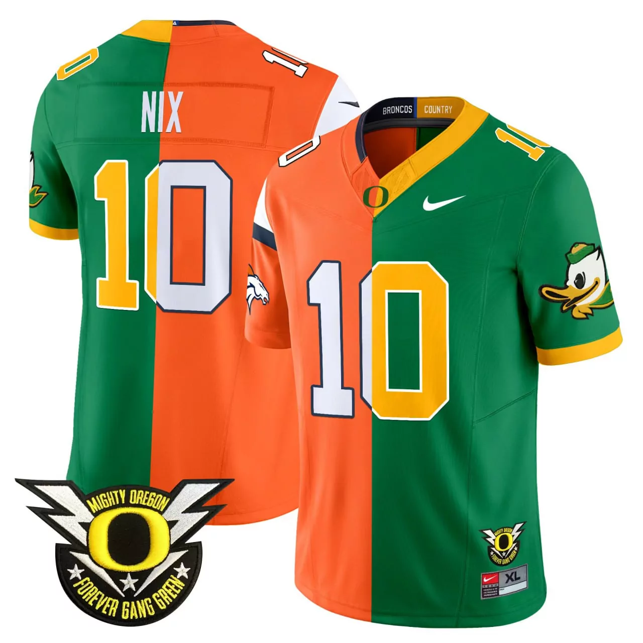 oregon ducks jersey green orange nix 10 mighty oregon patch men s xl