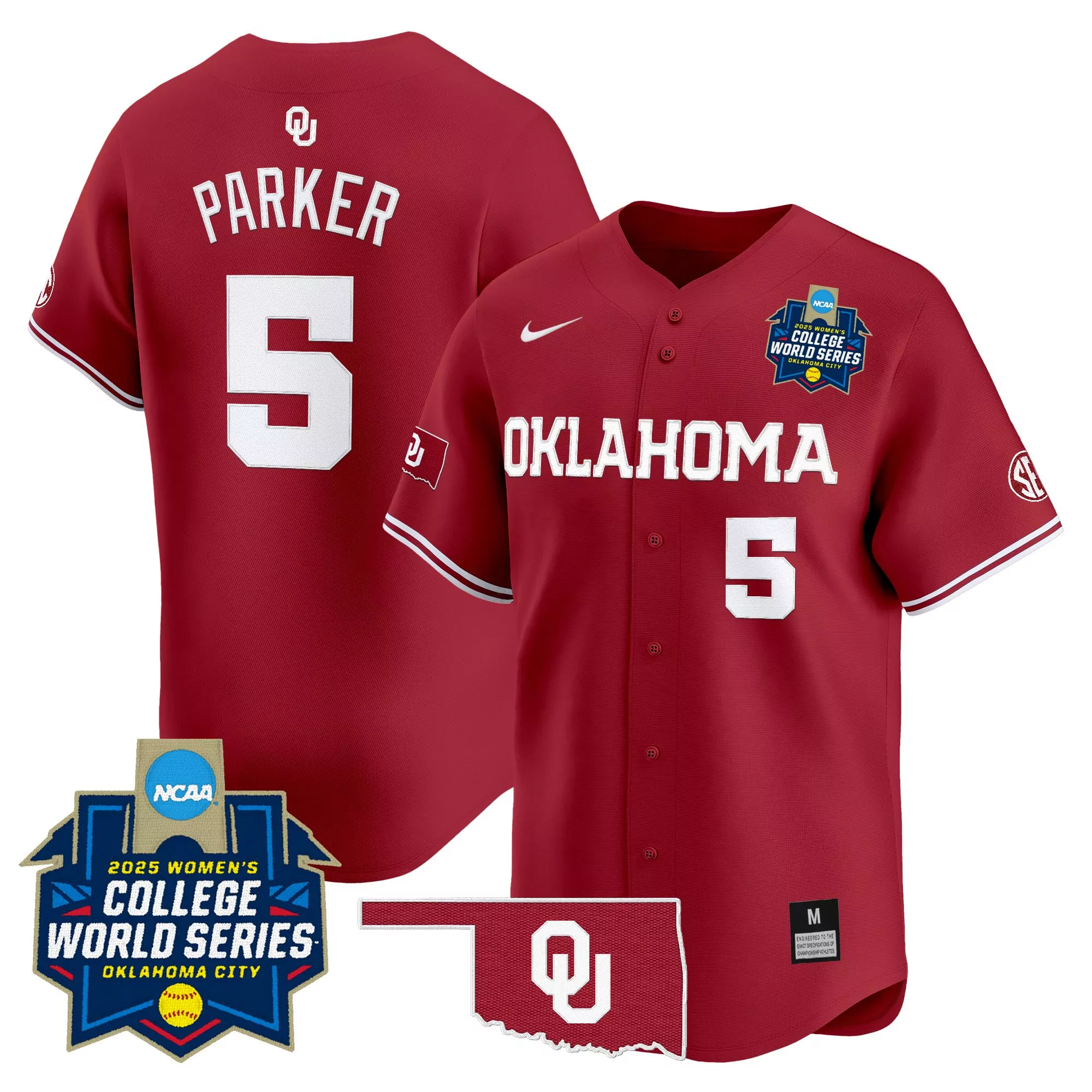parker 5 men s vapor jersey oklahoma sooners white 2025 champs stitched