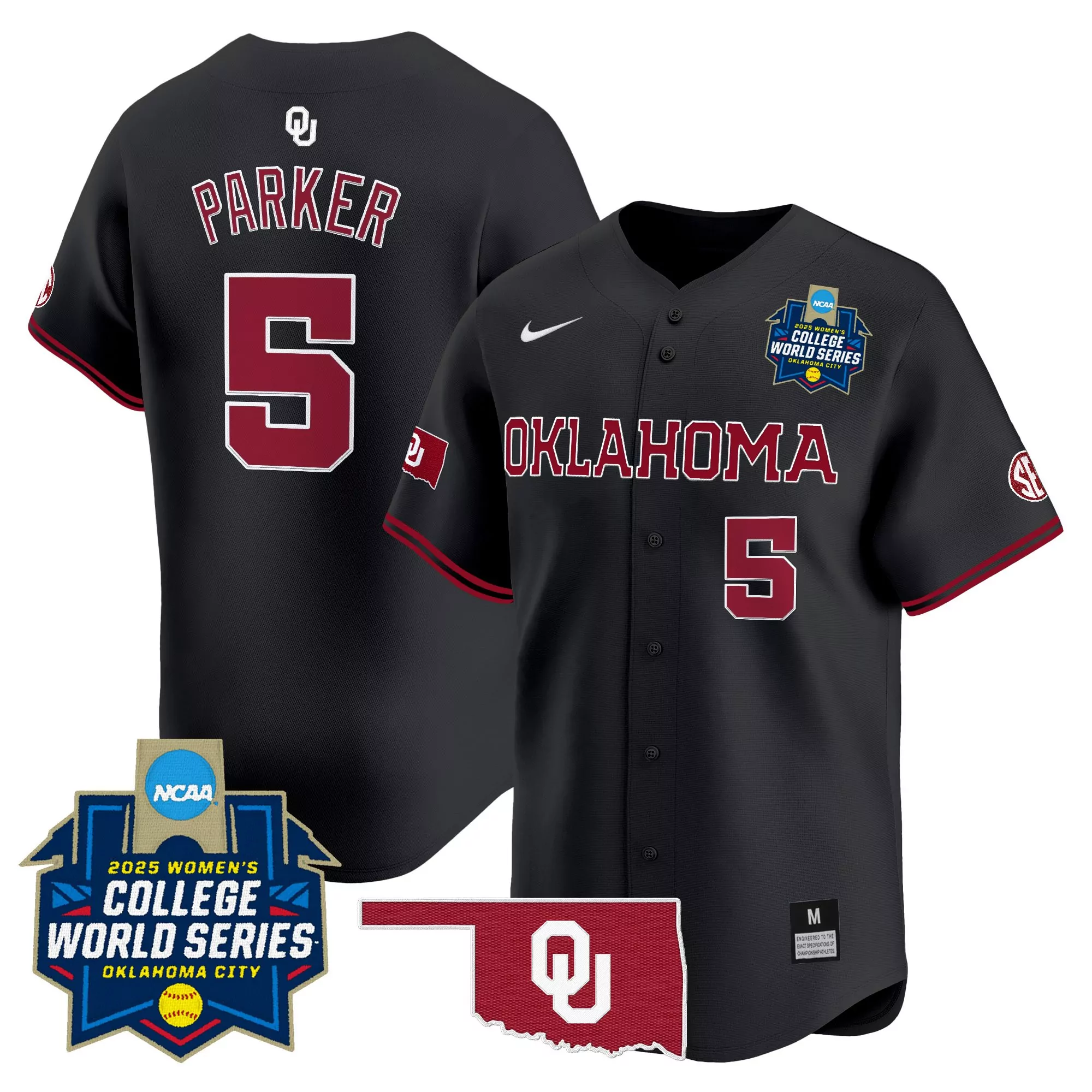 parker 5 men s vapor jersey oklahoma sooners white 2025 champs stitched