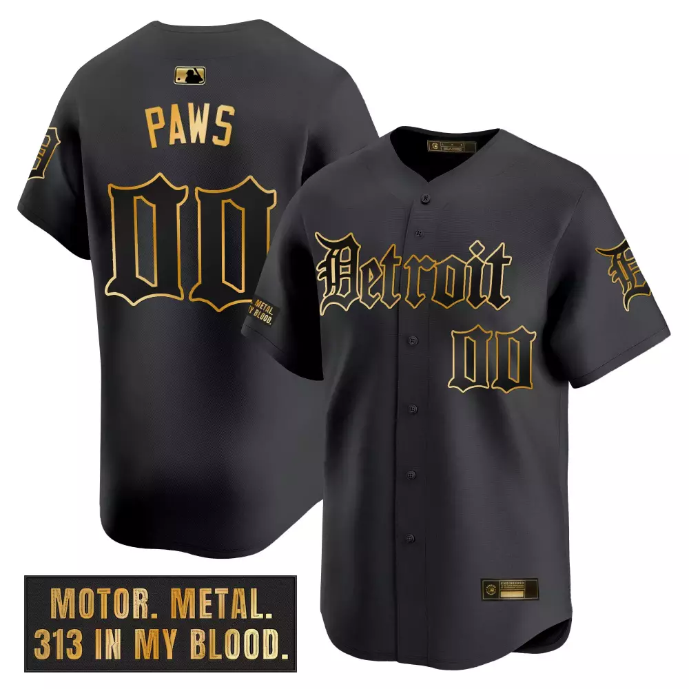 Paws 00 Men's Vapor Jersey | Detroit Tigers Black Motor Gothic Edition 2023 | Trendy Fan Gear | For Men, Women & Youth