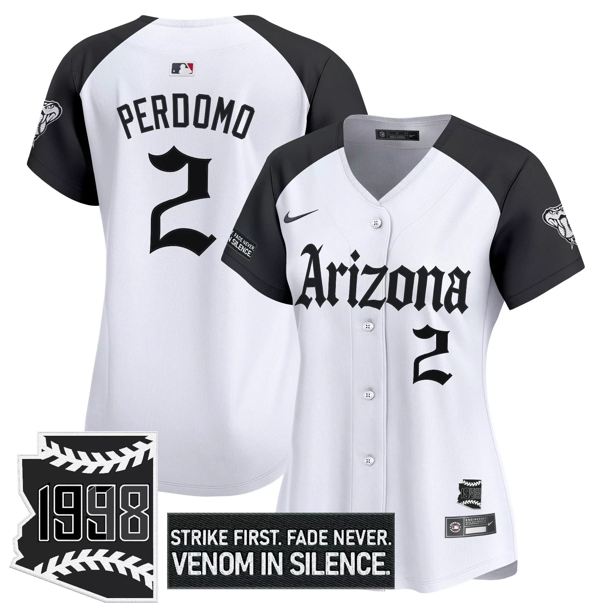 perdomo 2 women s arizona diamondbacks 1998 patch stitched vapor jersey white black