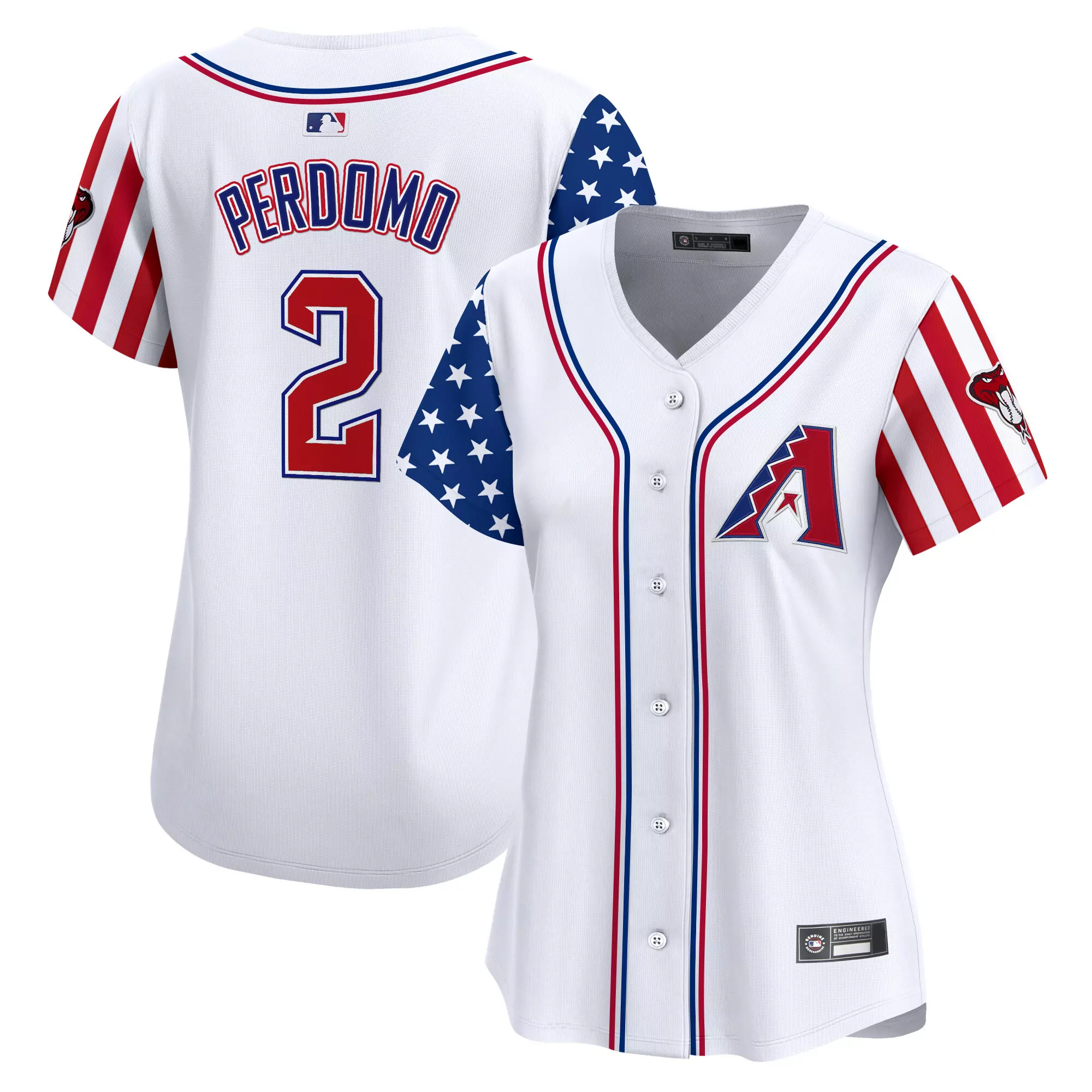 perdomo 2 women s arizona diamondbacks white vapor jersey with independence day patch 2025