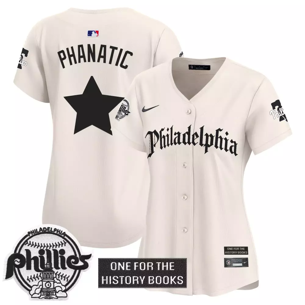Womens Phanatic Vapor Jersey Philadelphia Phillies Cream | Stitched 2023 One for the History Books | Fan Gear for Women
