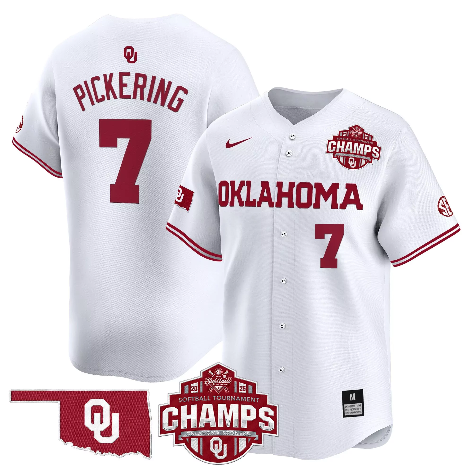 pickering 7 men s vapor jersey oklahoma sooners 2025 women s college world series gray jersey